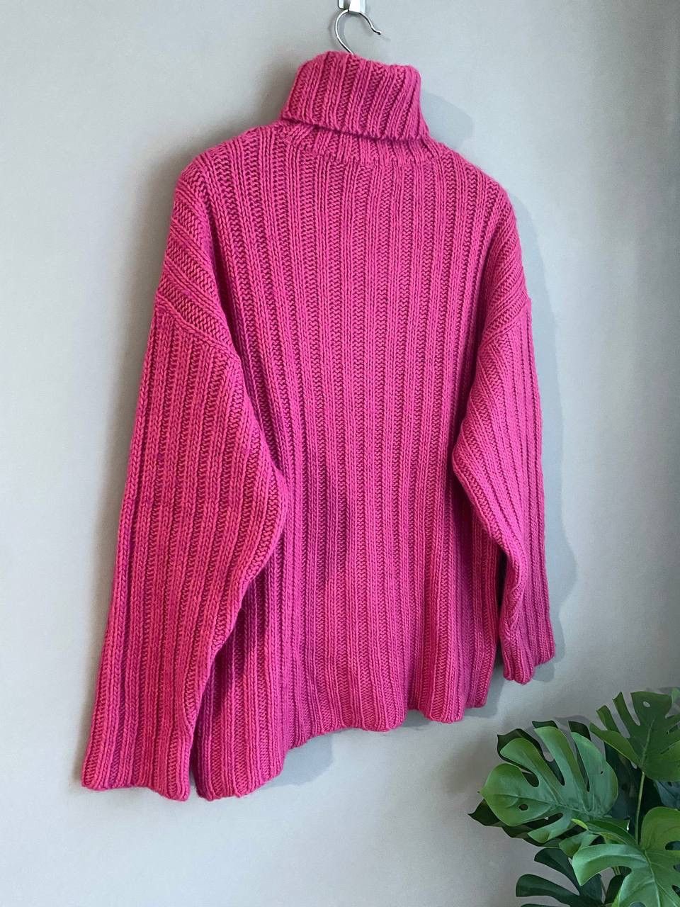Our Legacy Men's Large Rib Turtleneck Pink Knit Sweater, L