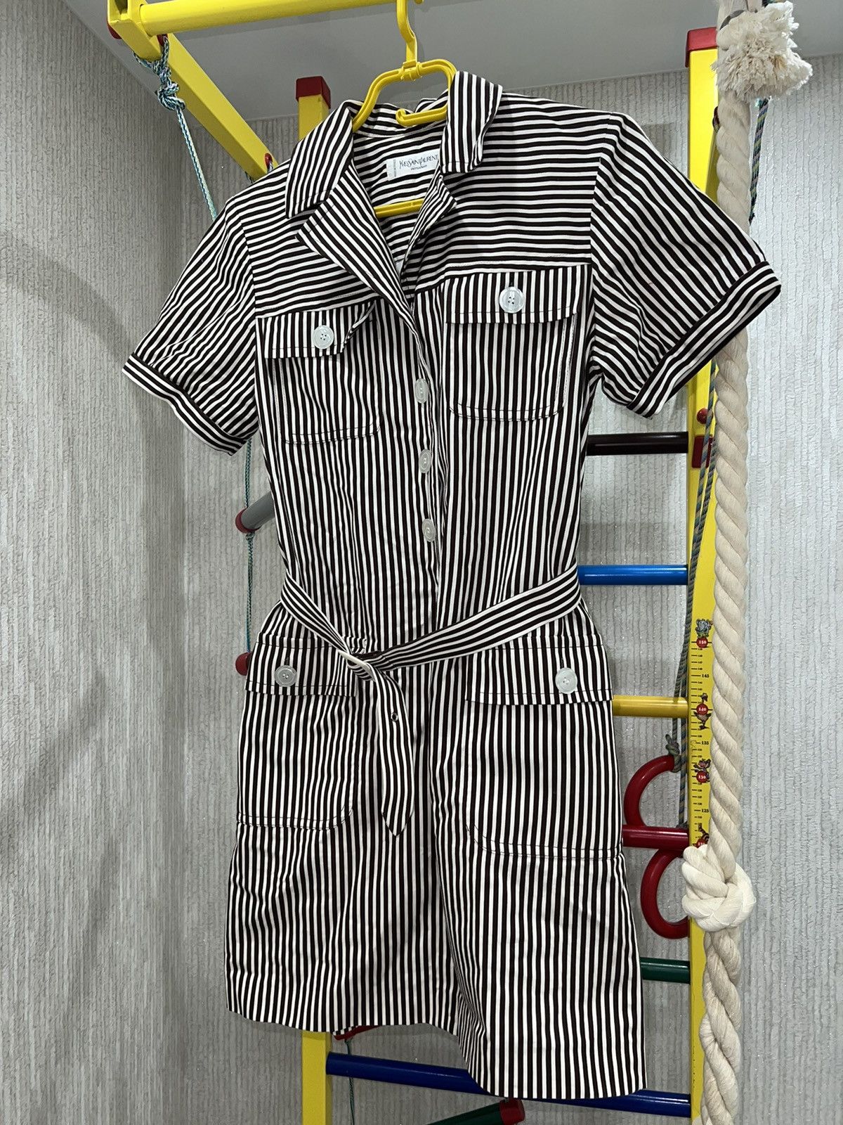 Saint Laurent Paris × Yves Saint Laurent YSL vintage variation striped day dress with belt Size S / US 4 / IT 40 - 2 Thumbnail
