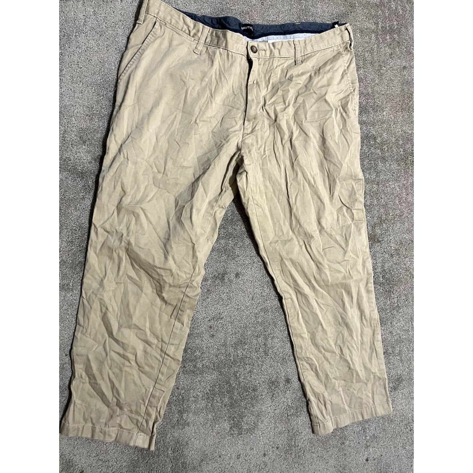 Nautica Nautica Classic Fit Chinos Pants 40x30 Beige Flat Front Cotton Casual Mens Size US 40 / EU 56 - 3 Thumbnail