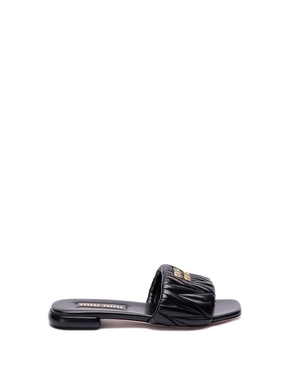 image of Miu Miu Matelassé Nappa Leather Slides Size Eu 40 For Women in Nero