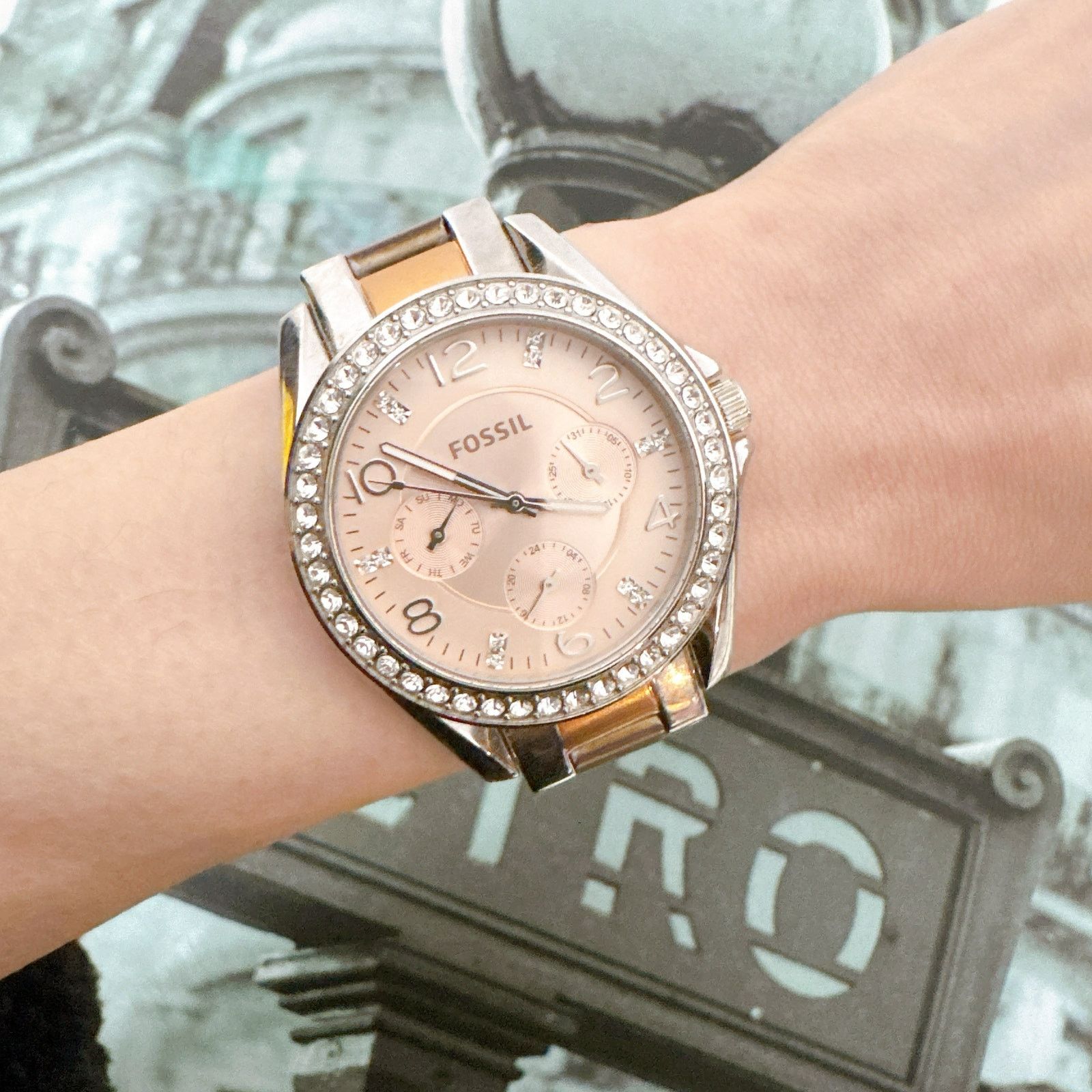 Fossil Fossil ES4145 Womens Riley Two-Tone Stainless Steel Watch Size ONE SIZE - 6 Thumbnail