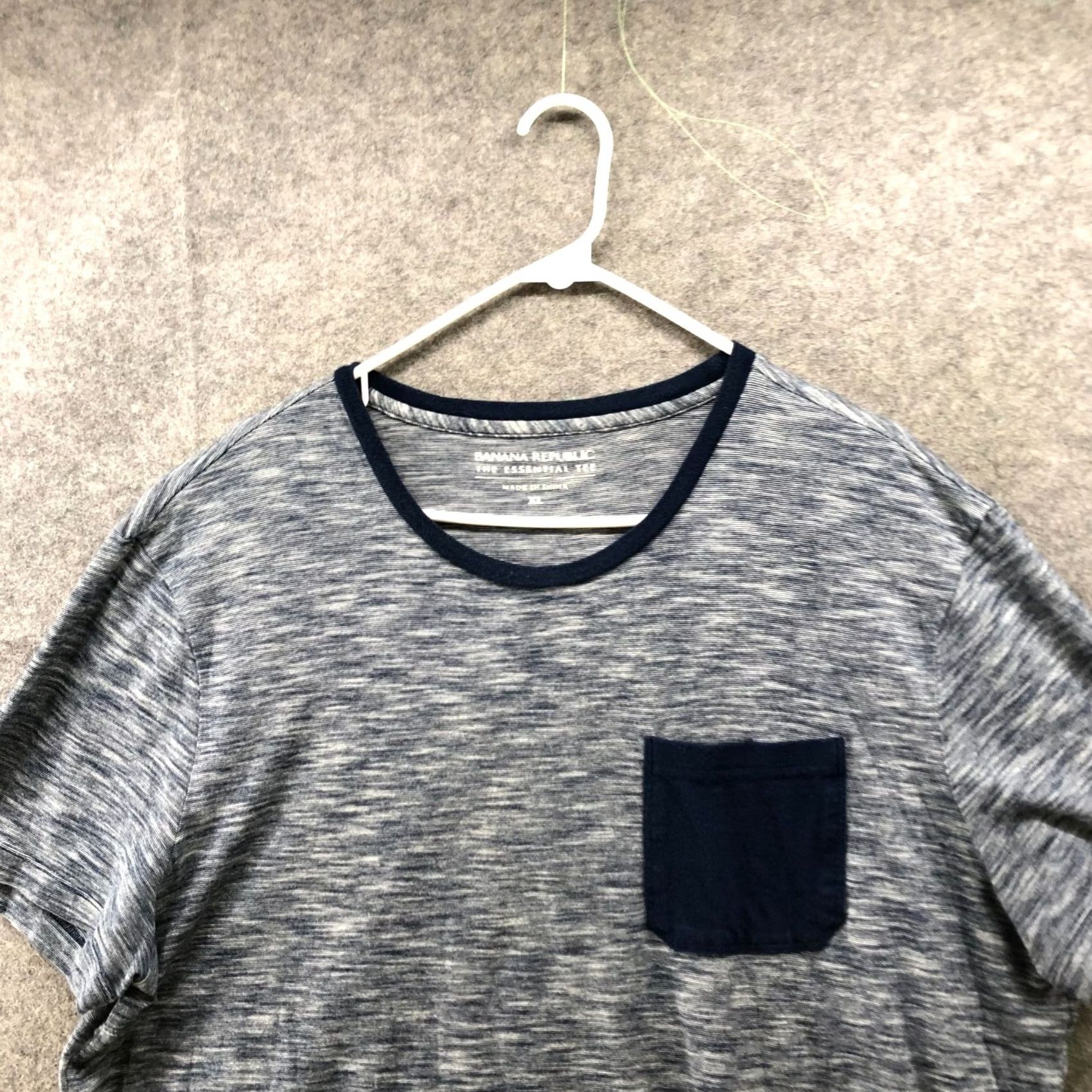 Banana Republic Banana Republic Essential Tee Men XL Blue Short Sleeve T Shirt Heathered Cotton Jersey Pocket Logo Striped Casual Classic Size US XL / EU 56 / 4 - 7 Thumbnail