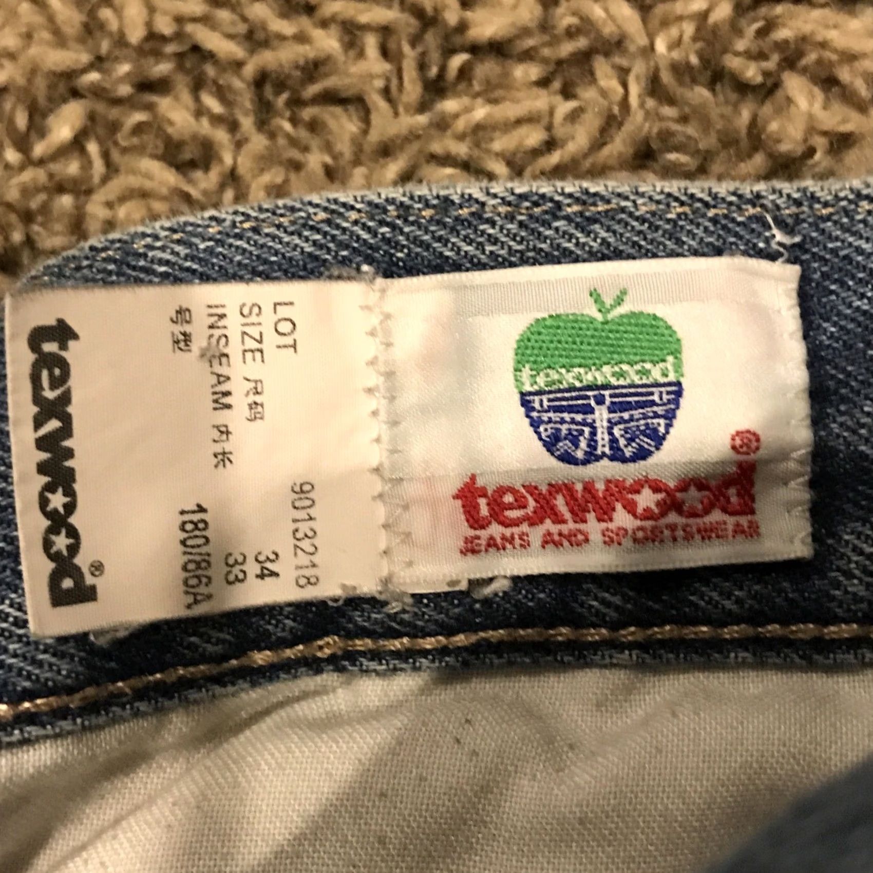 Denime Texwood Jeans Men 34x33 Retro Blue Vintage Straight Denim Baggie Worn Texture Classic 90s Theme Mens Jeans Size US 34 / EU 50 - 3 Thumbnail