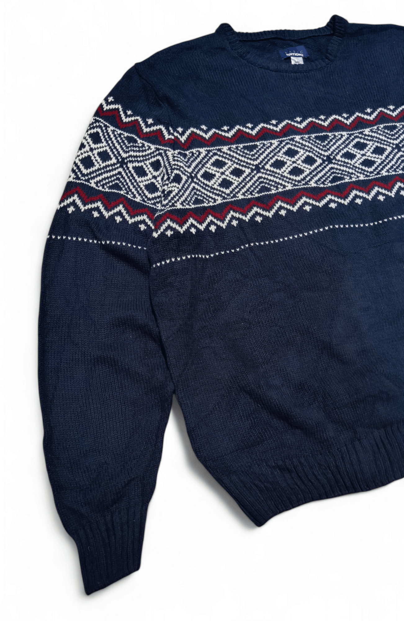 Basic Editions BASIC EDITIONS Ethnic Striped Motifs Knit Cotton Sweater Size US XL / EU 56 / 4 - 7 Thumbnail