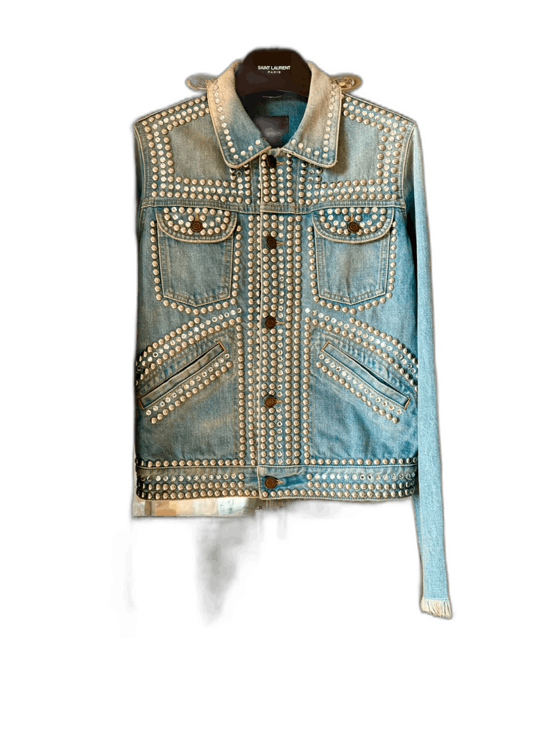 Saint Laurent Paris saint laurent light blue studded jacket Size US XS / EU 42 / 0 - 1 Thumbnail