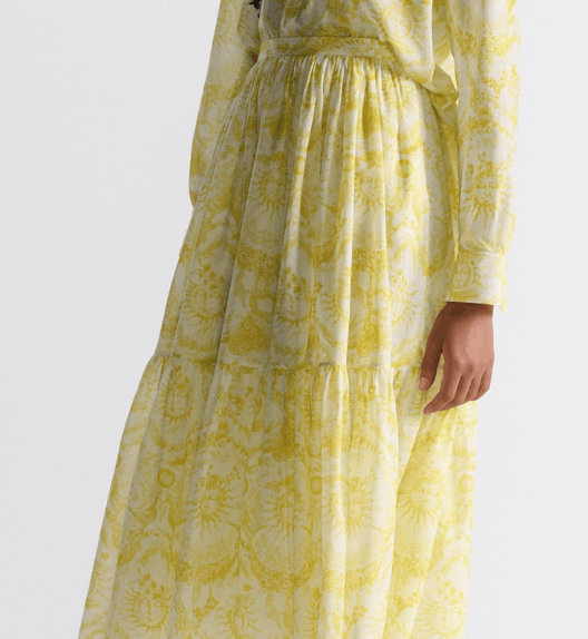 Dior o1w1db10925 441J97 Midi Skirt in White/Lemon Yellow Size 30" / US 8 / IT 44 - 5 Thumbnail