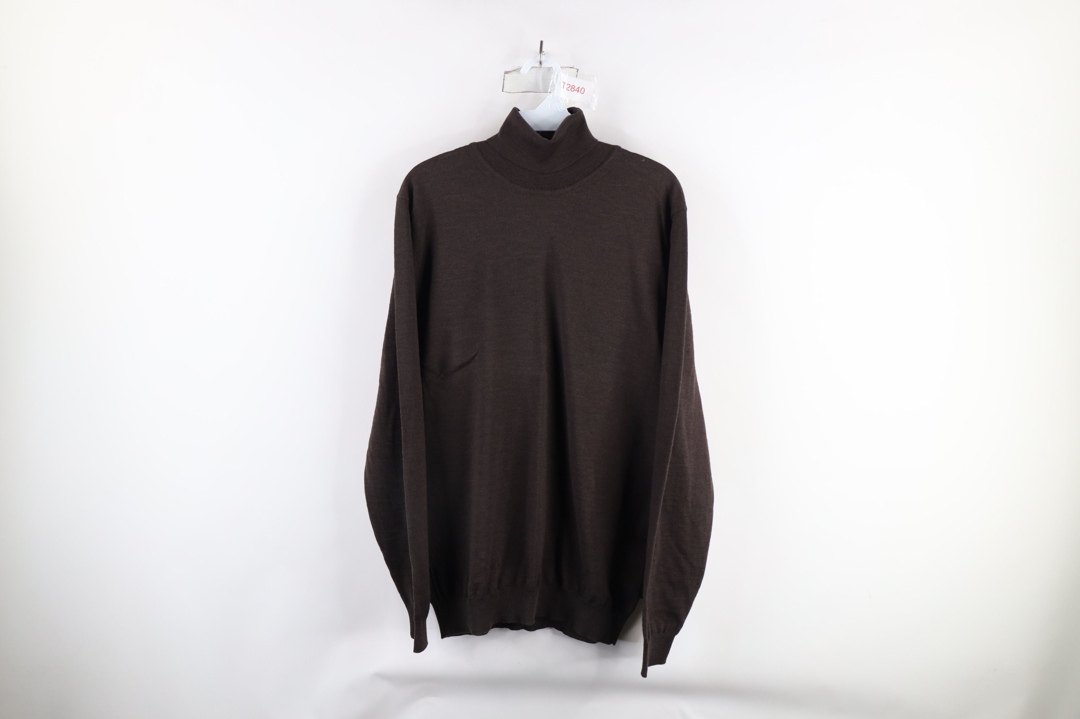 Hugo Boss × Vintage Hugo Boss Merino Wool Knit Turtleneck Sweater Brown Size US XL / EU 56 / 4 - 1 Thumbnail
