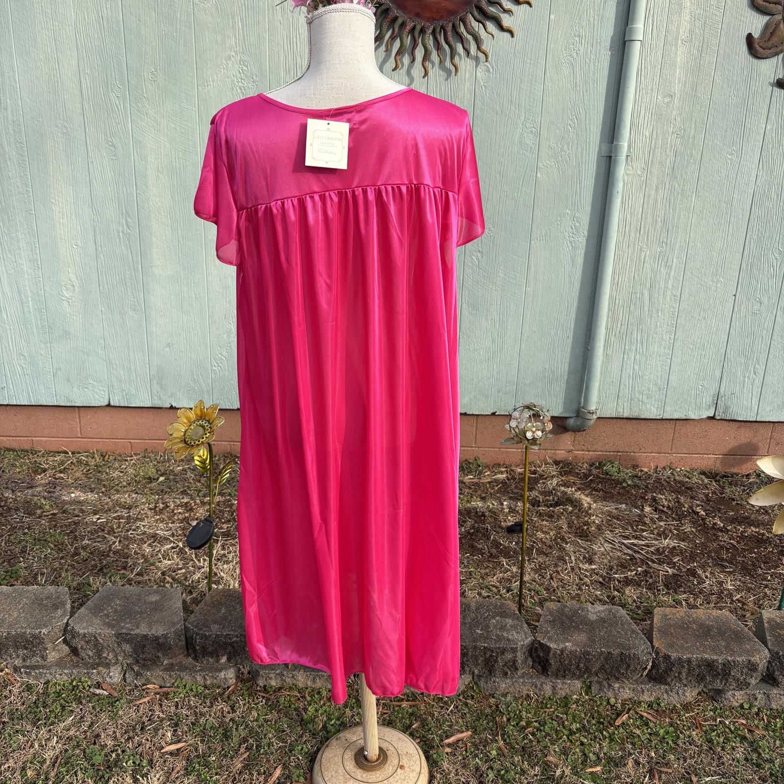 Other Vtg 90s Lati Fashions hot pink nightgown sz XL Size ONE SIZE - 4 Thumbnail