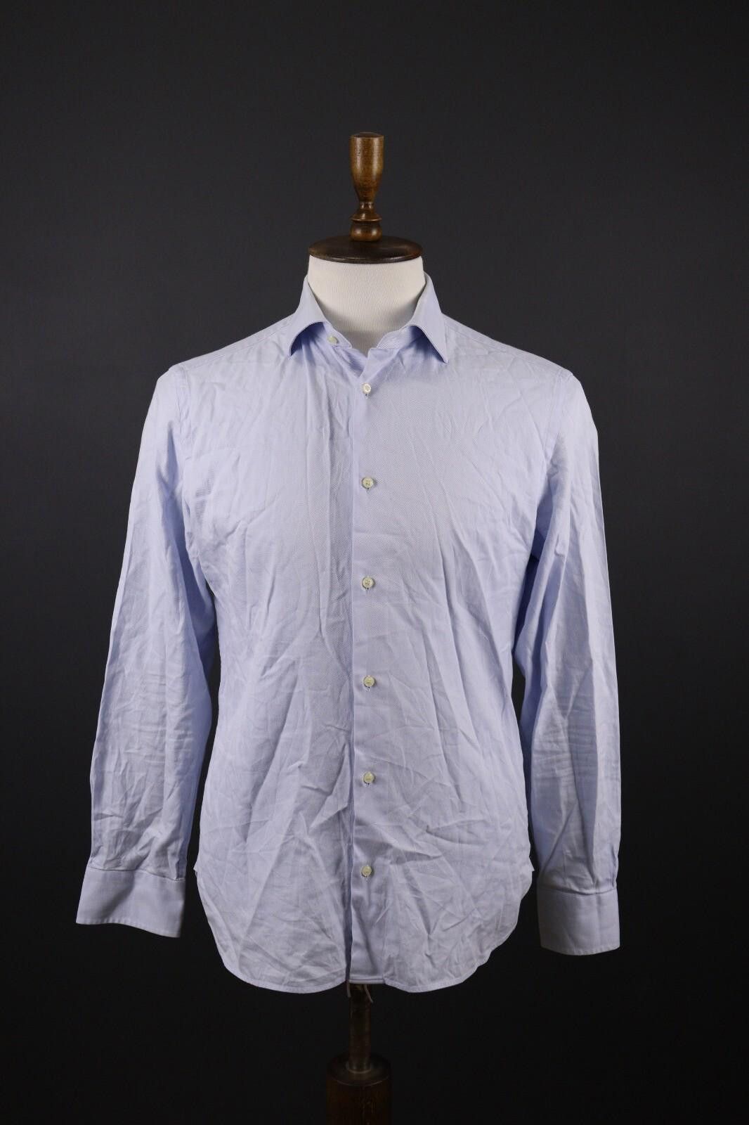 Designer Boggi Milano Slim Fit Blue Button Down Shirt Size 41 / 16 Size US M / EU 48-50 / 2 - 1 Thumbnail
