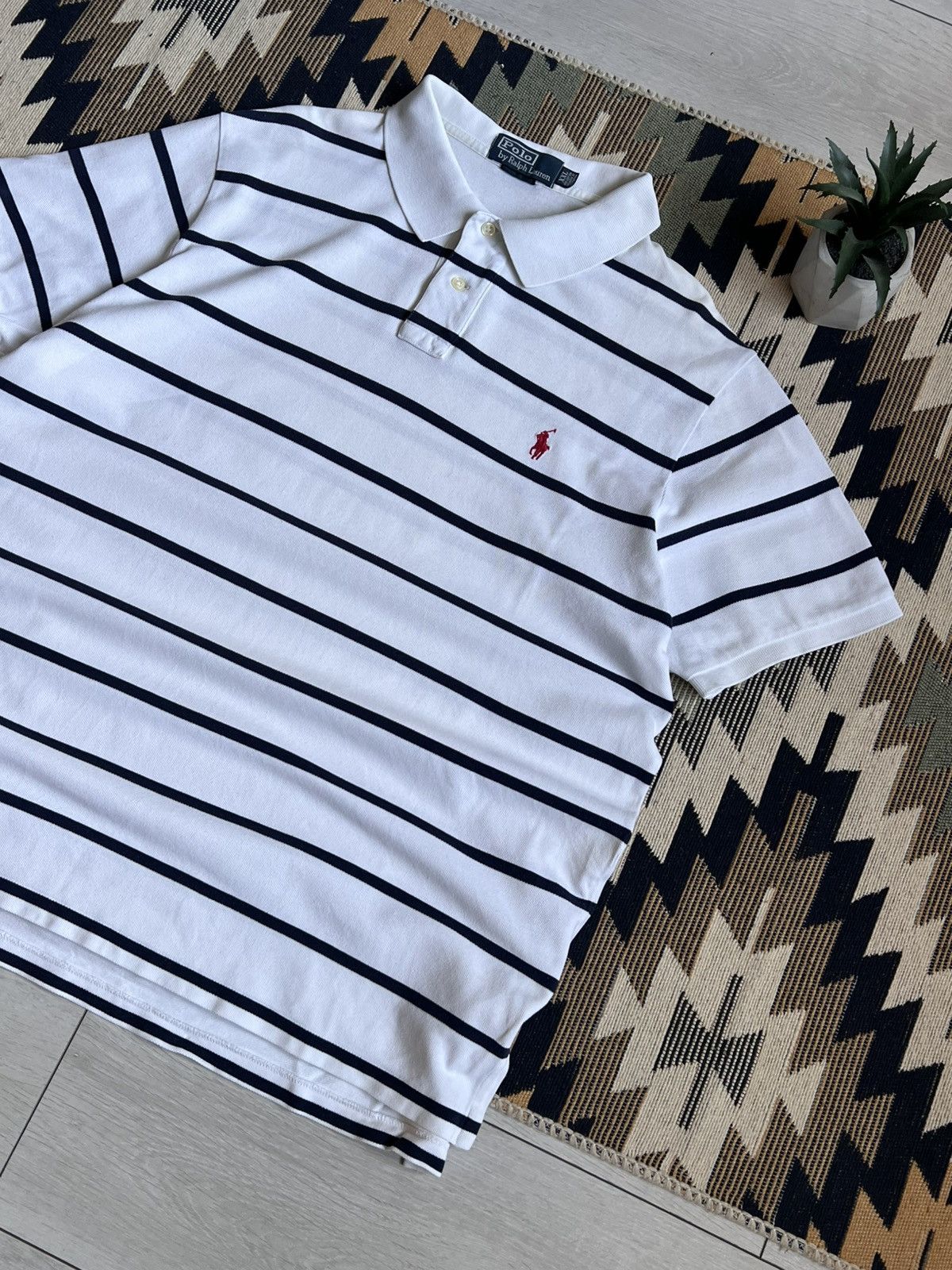 Other Vintage 90’s Polo Ralph Lauren Striped Polo T-shirt Size US XXL / EU 58 / 5 - 5 Thumbnail