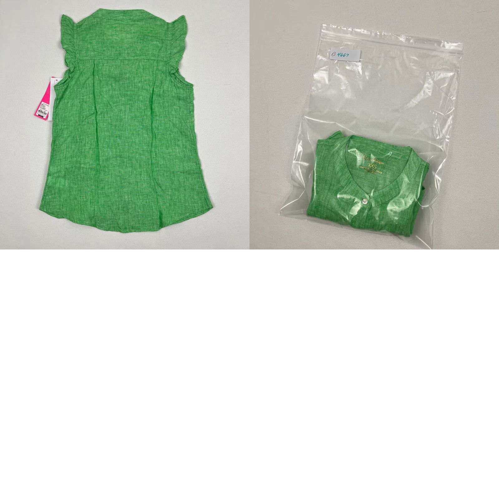 Lilly Pulitzer Lilly Pulitzer Button-Down Shirt Women 2XS XS Gecko Green Linen Coastal Cap Sleeve Regular Size XXS / US 00 / IT 34 - 8 Thumbnail