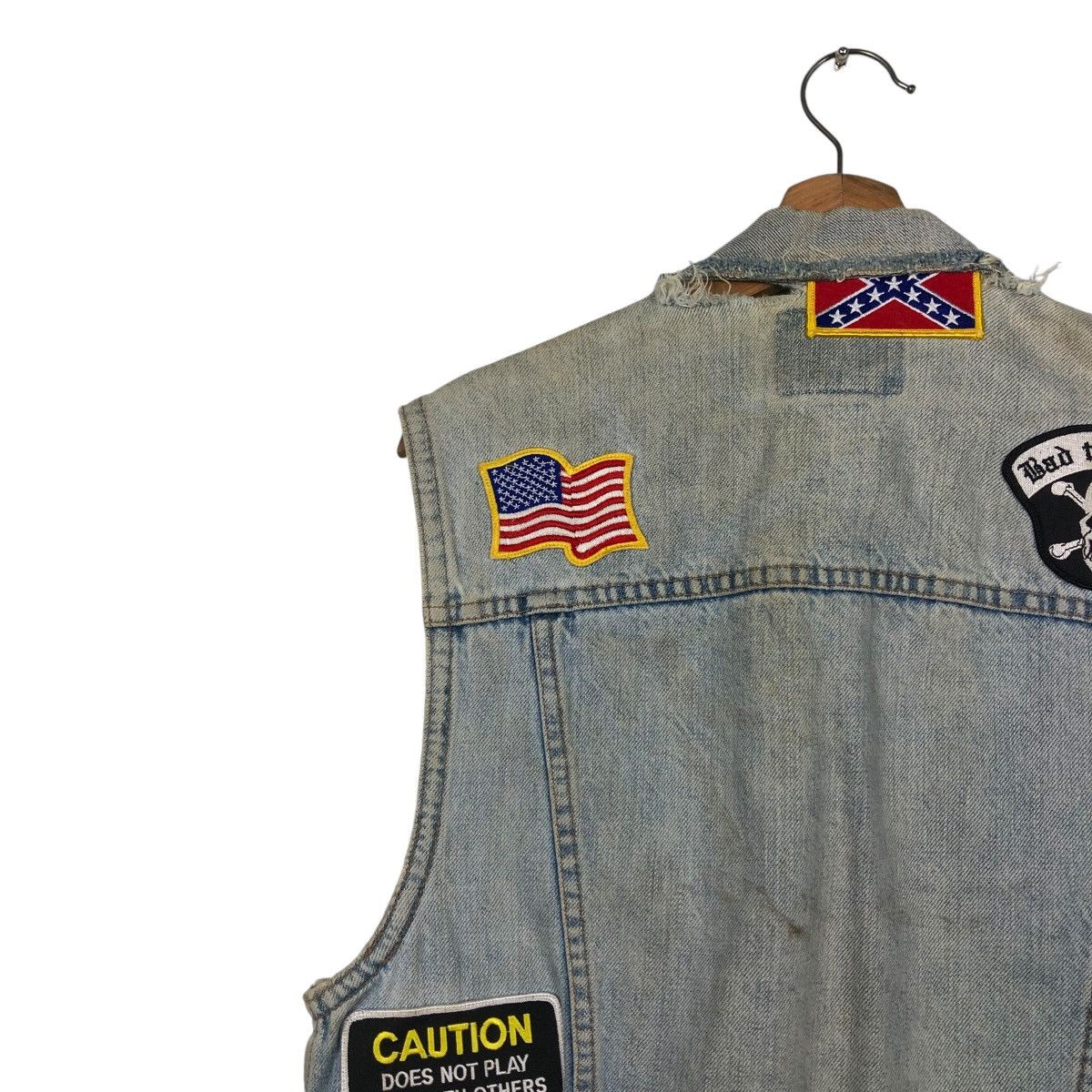 Japanese Brand 🔥DISTRESSED DENIM TANK TOP SLEEVELESS BIG JOHN USA PATCHES Size US M / EU 48-50 / 2 - 15 Thumbnail