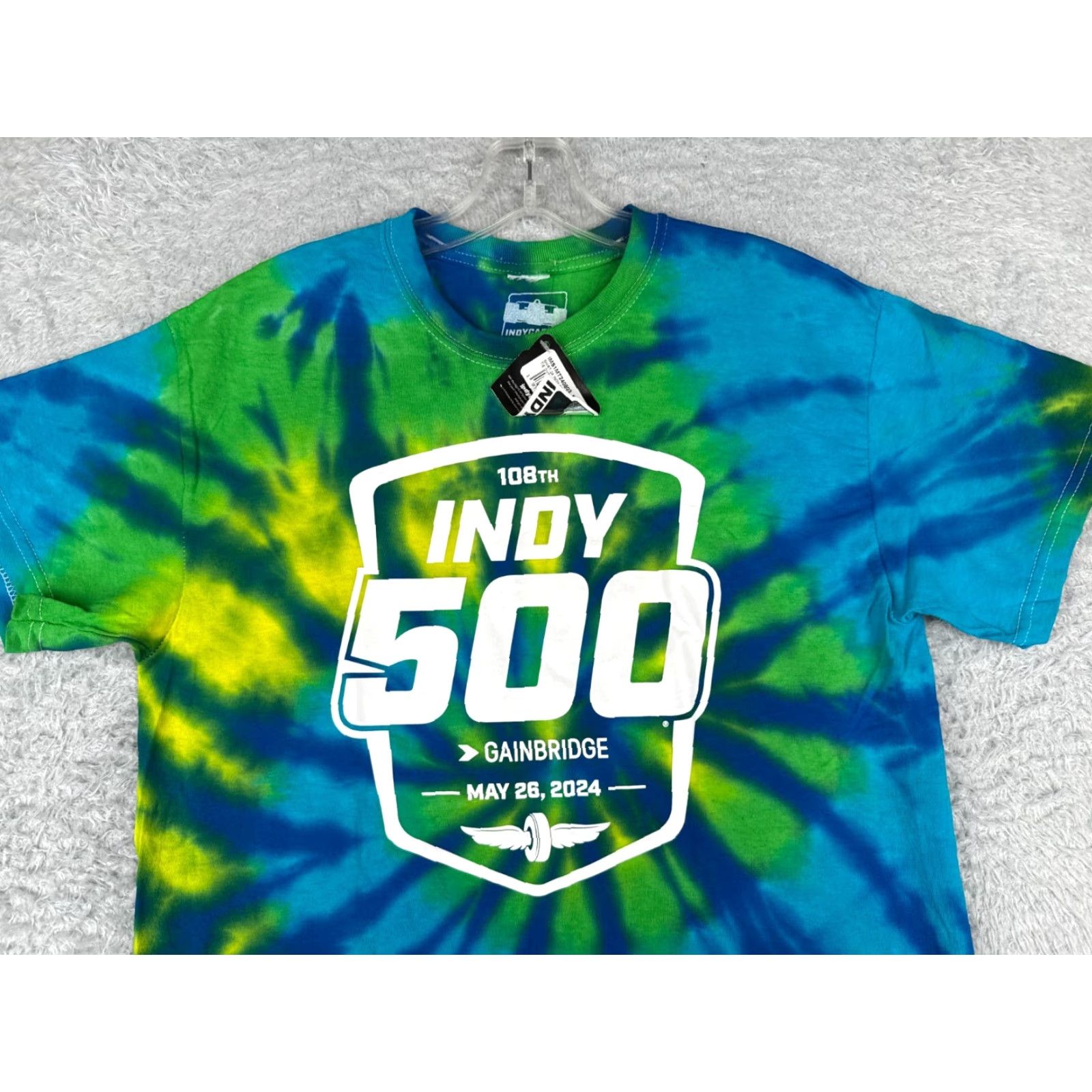 Vintage Indycar Shirt Adult Medium Green Blue Tie Dye 108th Indy 500 2024 108th Short Sleeve Legends Global Merchandise T-Shirt Men Size US M / EU 48-50 / 2 - 4 Thumbnail