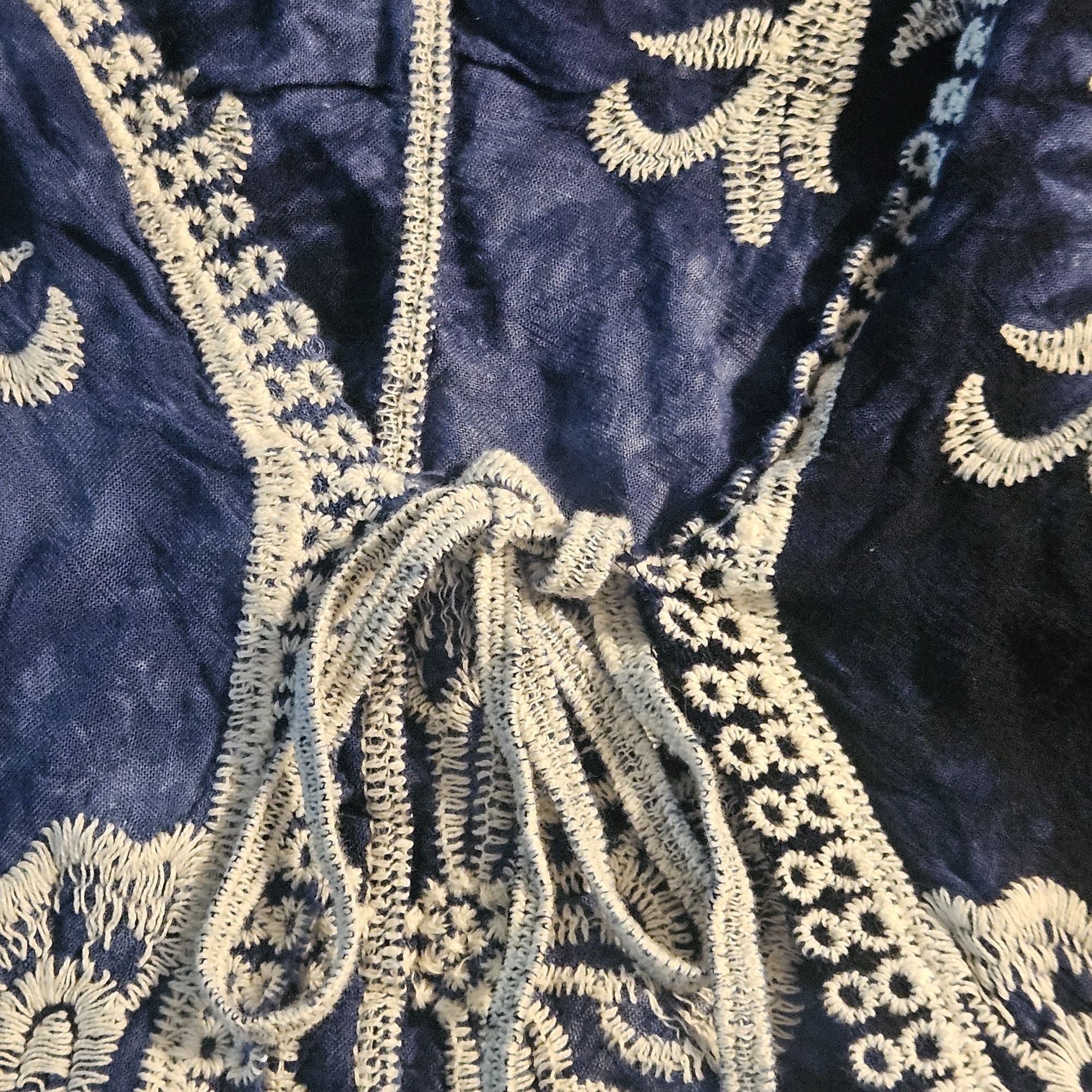 Other Blue & White Embroidered Tie-Front Kimono Cardigan One Size Size M / US 6-8 / IT 42-44 - 10 Thumbnail