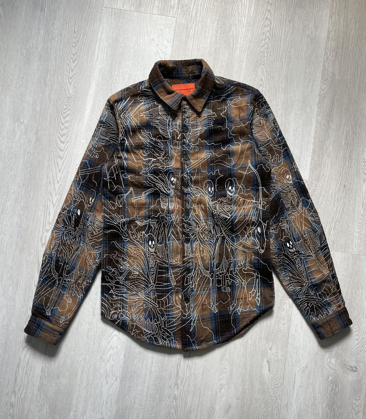 image of Who Decides War Horsemen Flannel Jacket in Brown, Men's (Size Small)