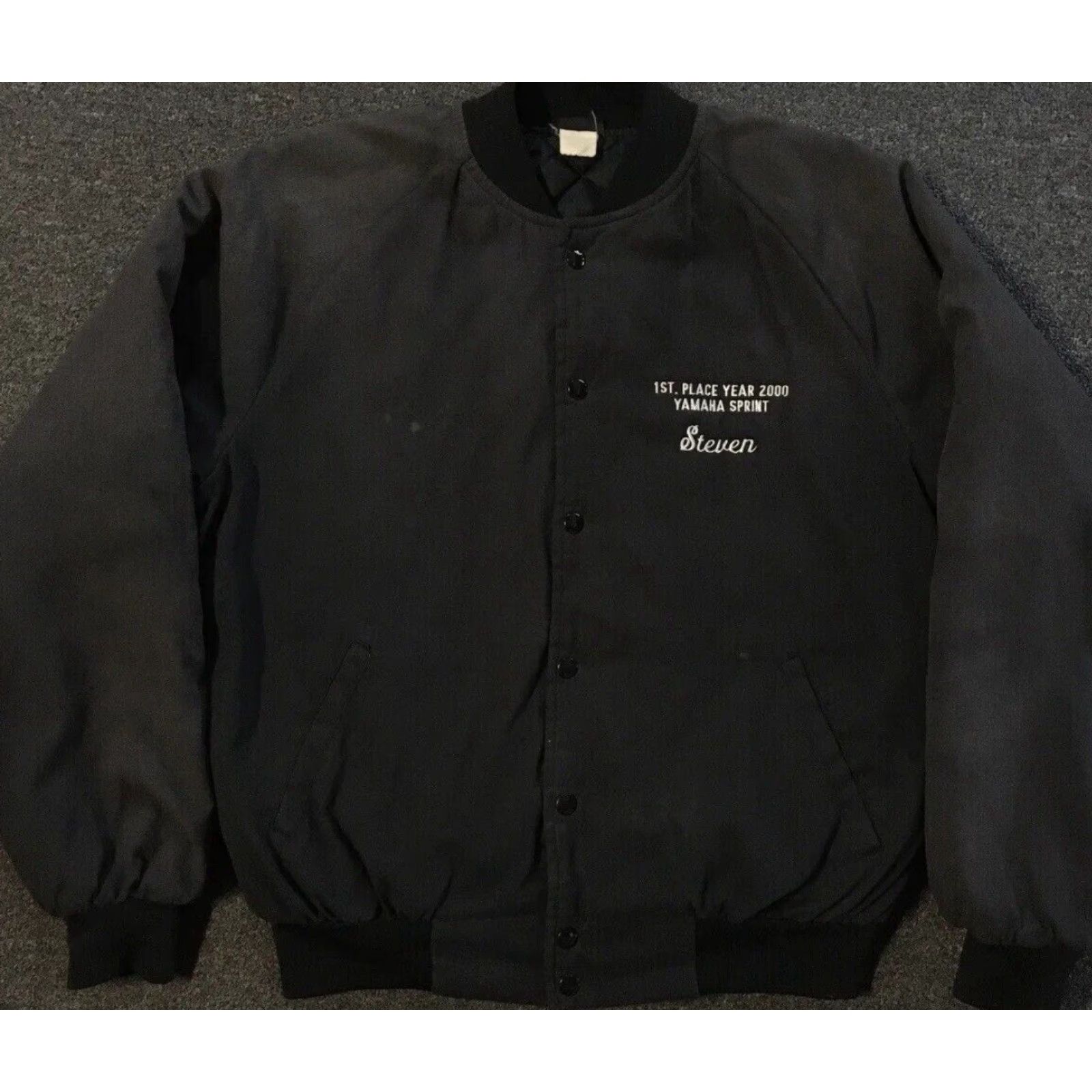 Yamaha VINTAGE Yamaha Sprint Go Kart Racing Faded Winner Jacket M Black Mens Regular Jacket Bomber USA 80s 90s Grunge Racing Size US M / EU 48-50 / 2 - 2 Thumbnail