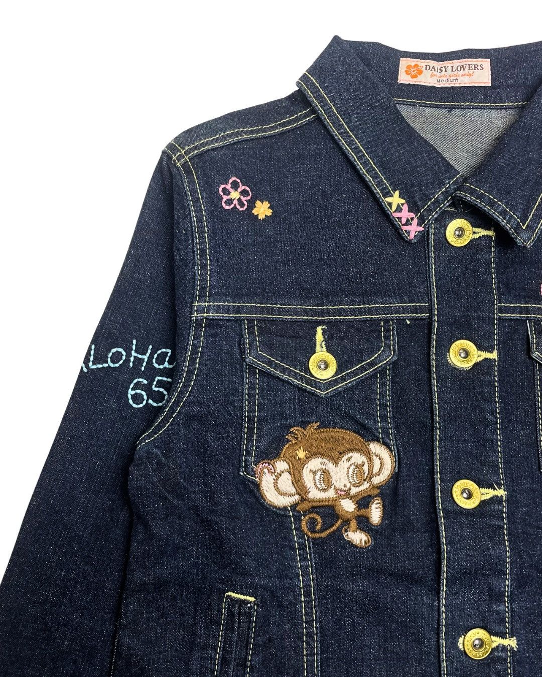 Japanese Brand Daisy Lovers Denim Jacket Lani Kun Monkey Embroidery Y2K Size S / US 4 / IT 40 - 6 Thumbnail