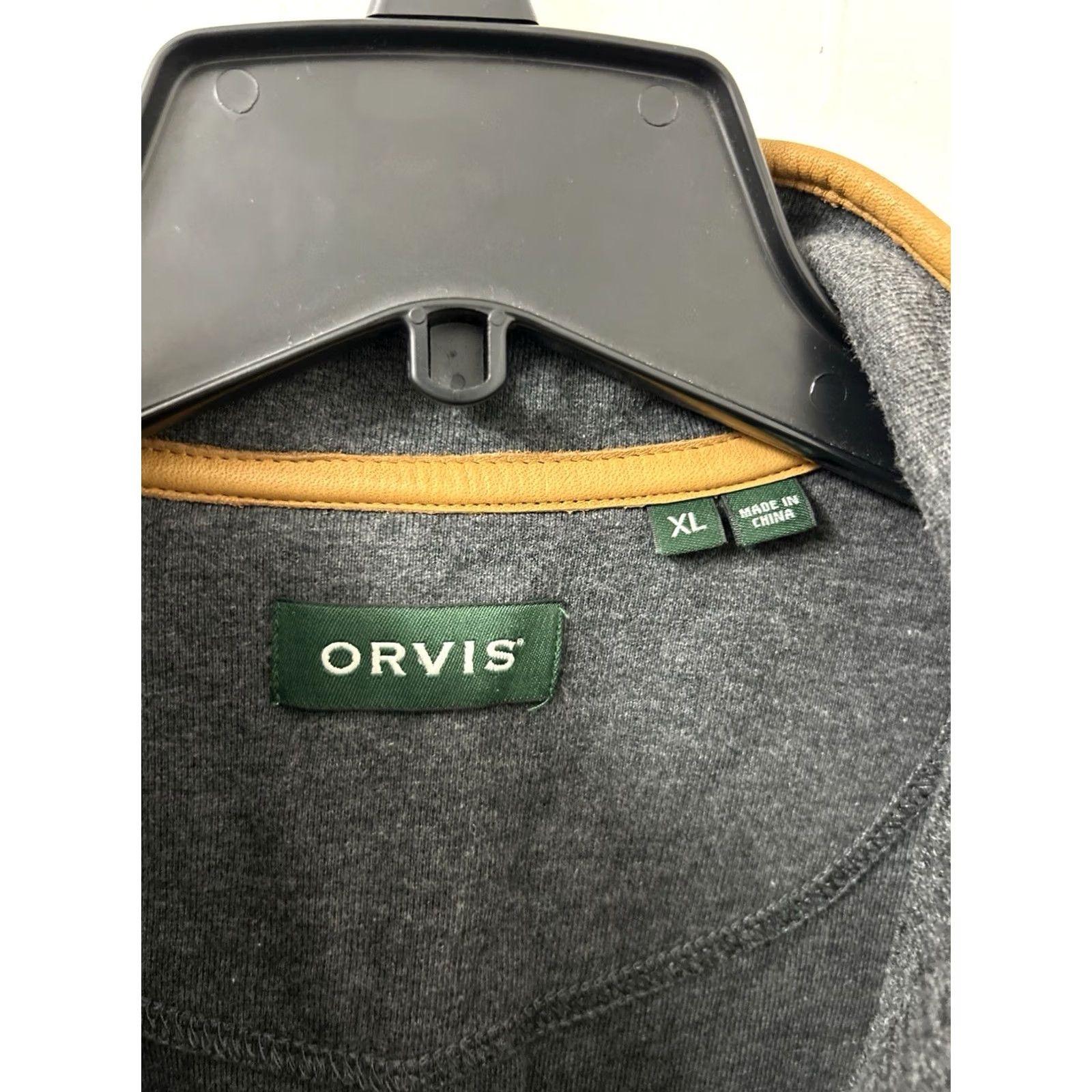 Orvis Orvis 1/4 Zip Mens XL Gray Pullover Sweater Sweatshirt Leather Elbow Patches L/S Size US XL / EU 56 / 4 - 7 Thumbnail