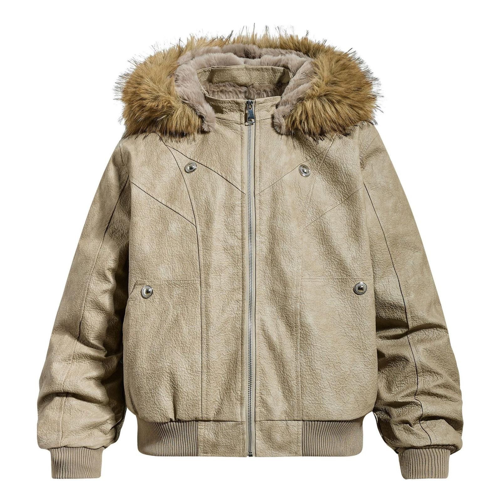 Japanese Brand Faux Leather Bomber Jacket with Fur Hood Size M / US 6-8 / IT 42-44 - 5 Thumbnail
