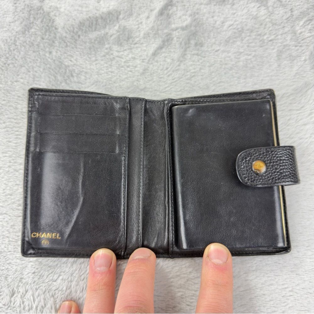 Chanel Chanel CC Logo Grained Calfskin Bifold Wallet Black Authent Size ONE SIZE - 3 Thumbnail