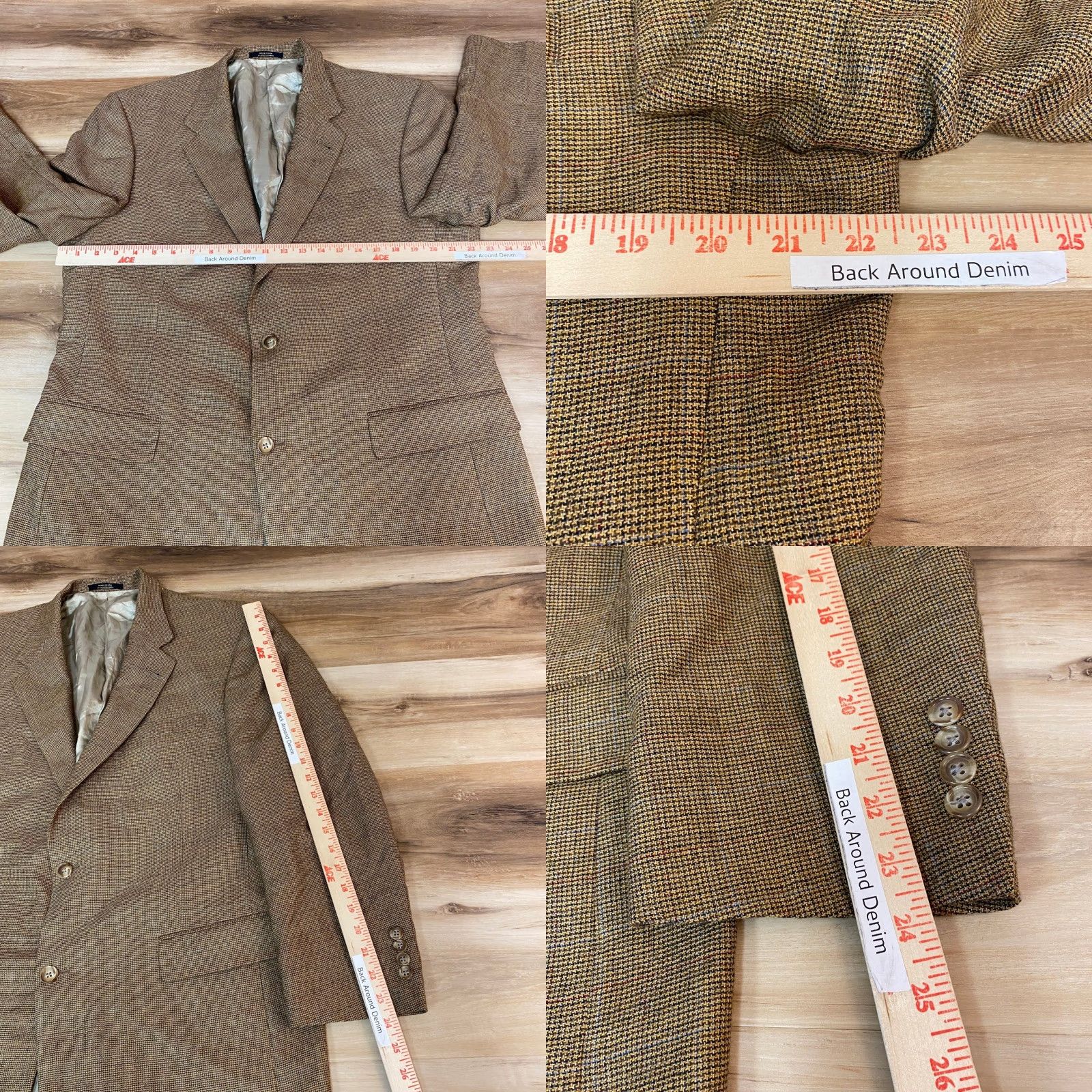 Hart Schaffner Marx Hart Schaffner Marx Sport Coat Mens 42R Brown Blazer Wool Blend Tweed Check Wool Blazer 42R Mens Business Casual Suit Jacket Coat Size 42R - 8 Thumbnail