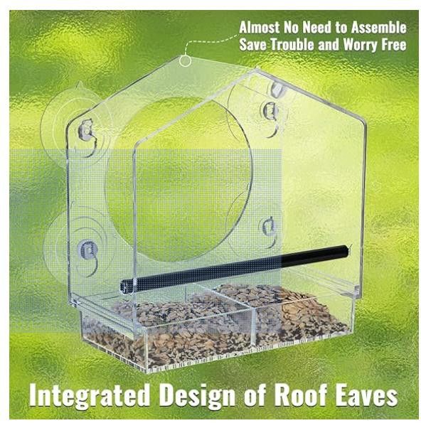 NBDN Nobrandedon Clear Window Bird Feeder for Outdoor Viewing, No Assembly Size ONE SIZE - 4 Thumbnail