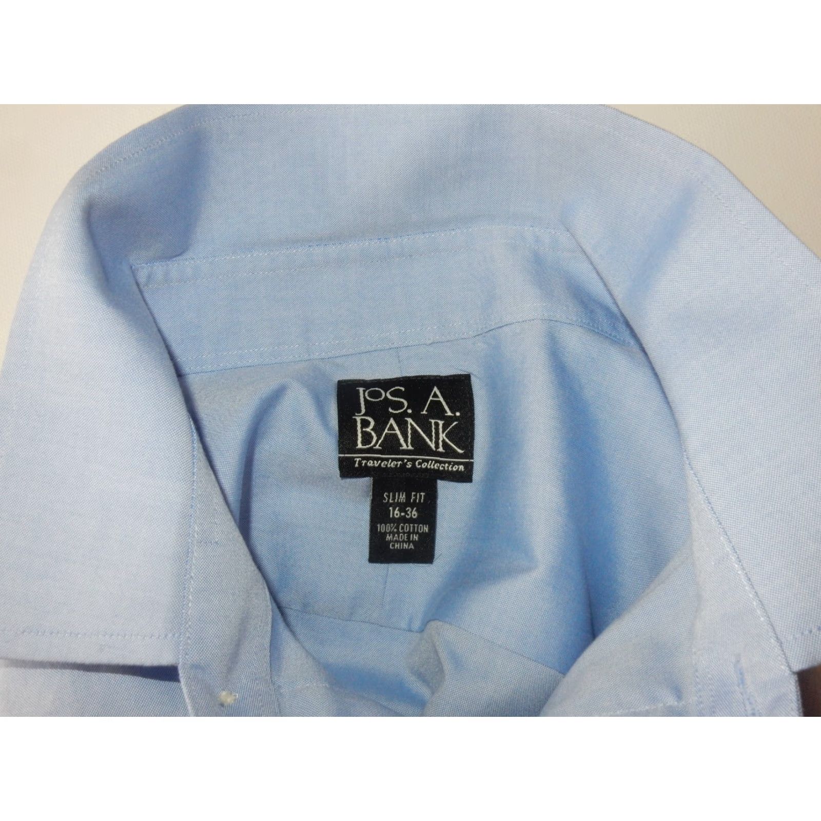 Jos. A. Bank Jos. A. Bank Men's Dress Shirt Solid Blue 16 36 Slim Fit French Cuff Shirt Mens Regular Size 16-36 Long Sleeve Cotton Size 42R - 3 Thumbnail