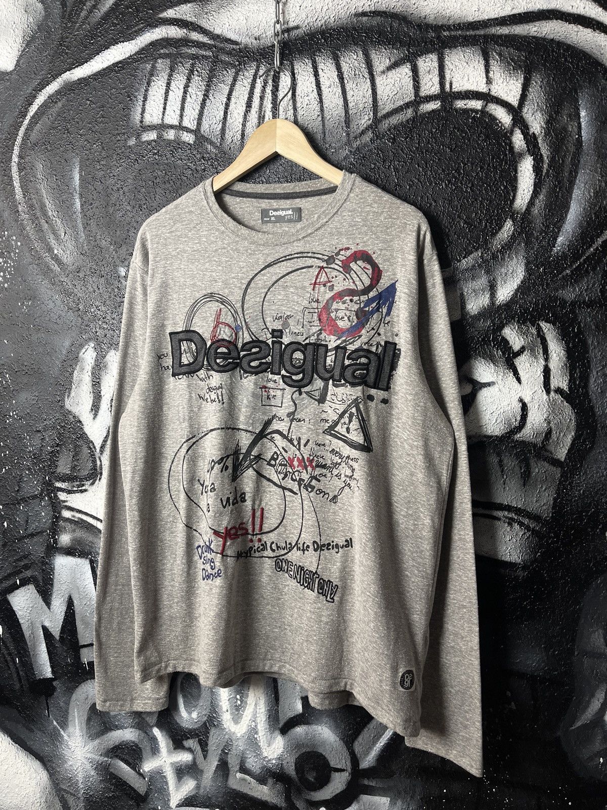 Desigual Desigual Grey Cotton Embroidered Logo Long Sleeve T-Shirt Size US XL / EU 56 / 4 - 1 Thumbnail