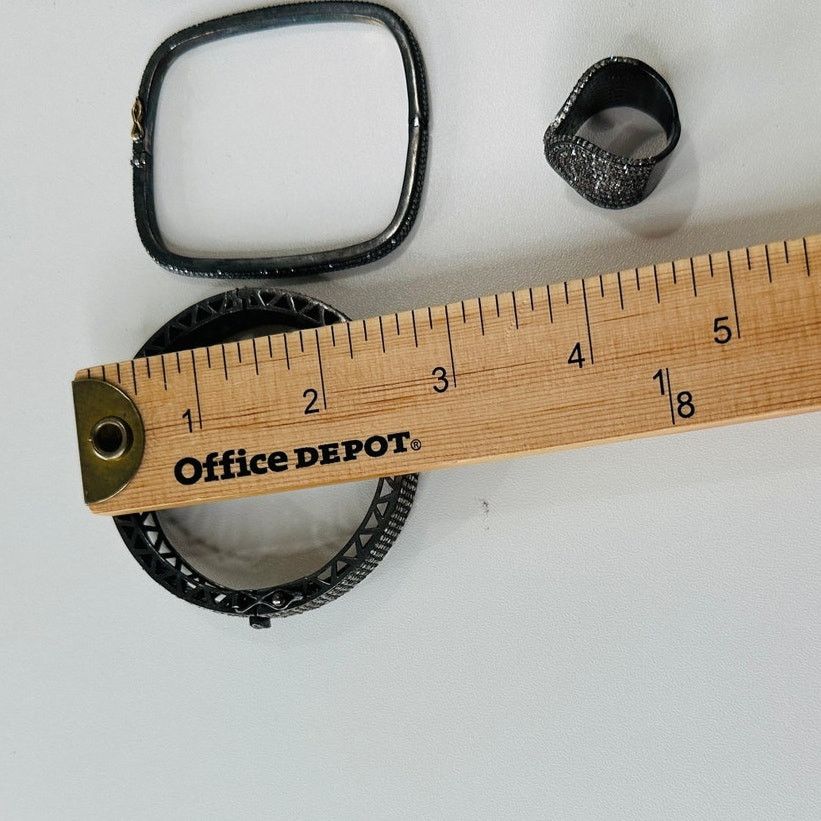 Other Gunmetal Rhinestone Bangle & Square Bracelets Matching Ring Size ONE SIZE - 11 Thumbnail