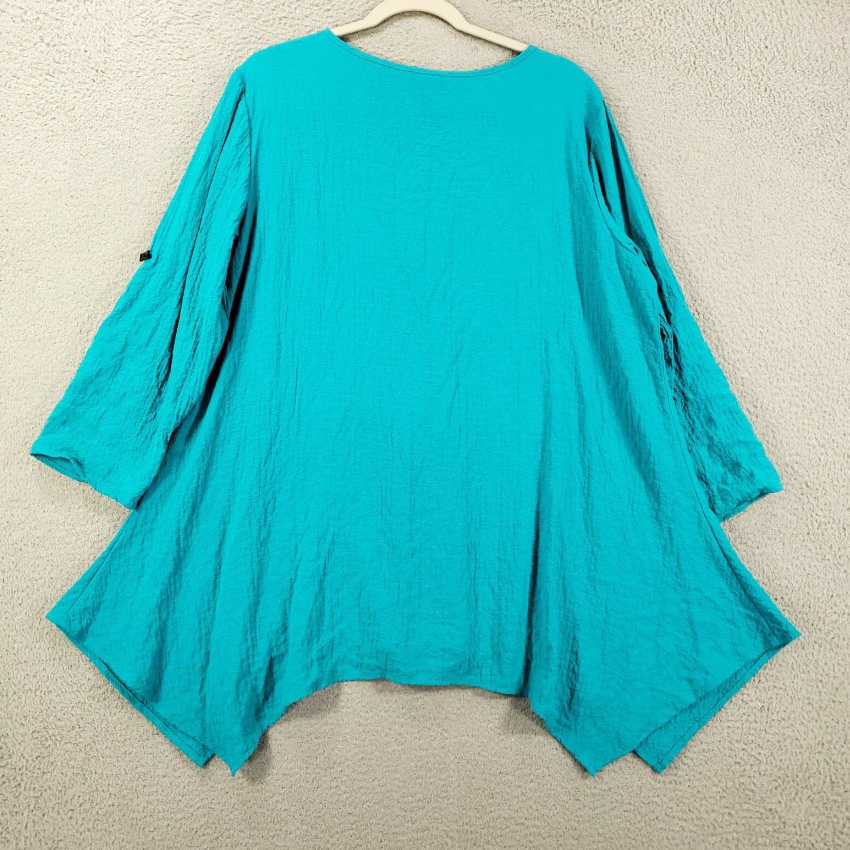 Vintage Ali Miles Tunic Womens Large Blue Green Asymmetric Button Accent 3/4 Sleeve Round Neck Relaxed Fit Purple? Size L / US 10 / IT 46 - 7 Thumbnail