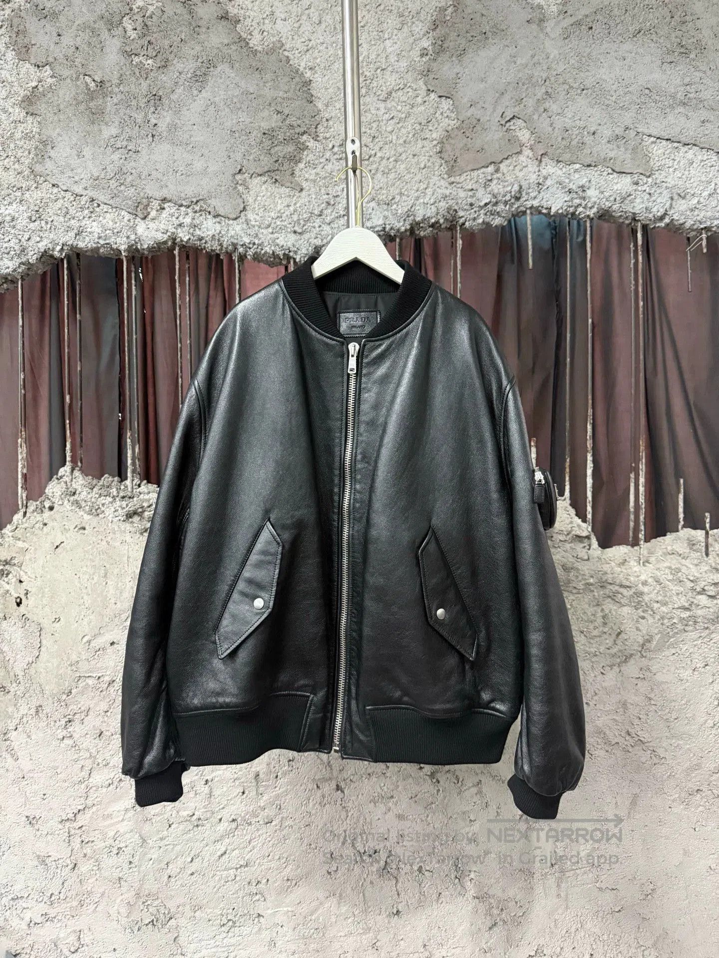 Prada Black Leather Bomber Jacket. Size US M / EU 48-50 / 2 - 1 Thumbnail