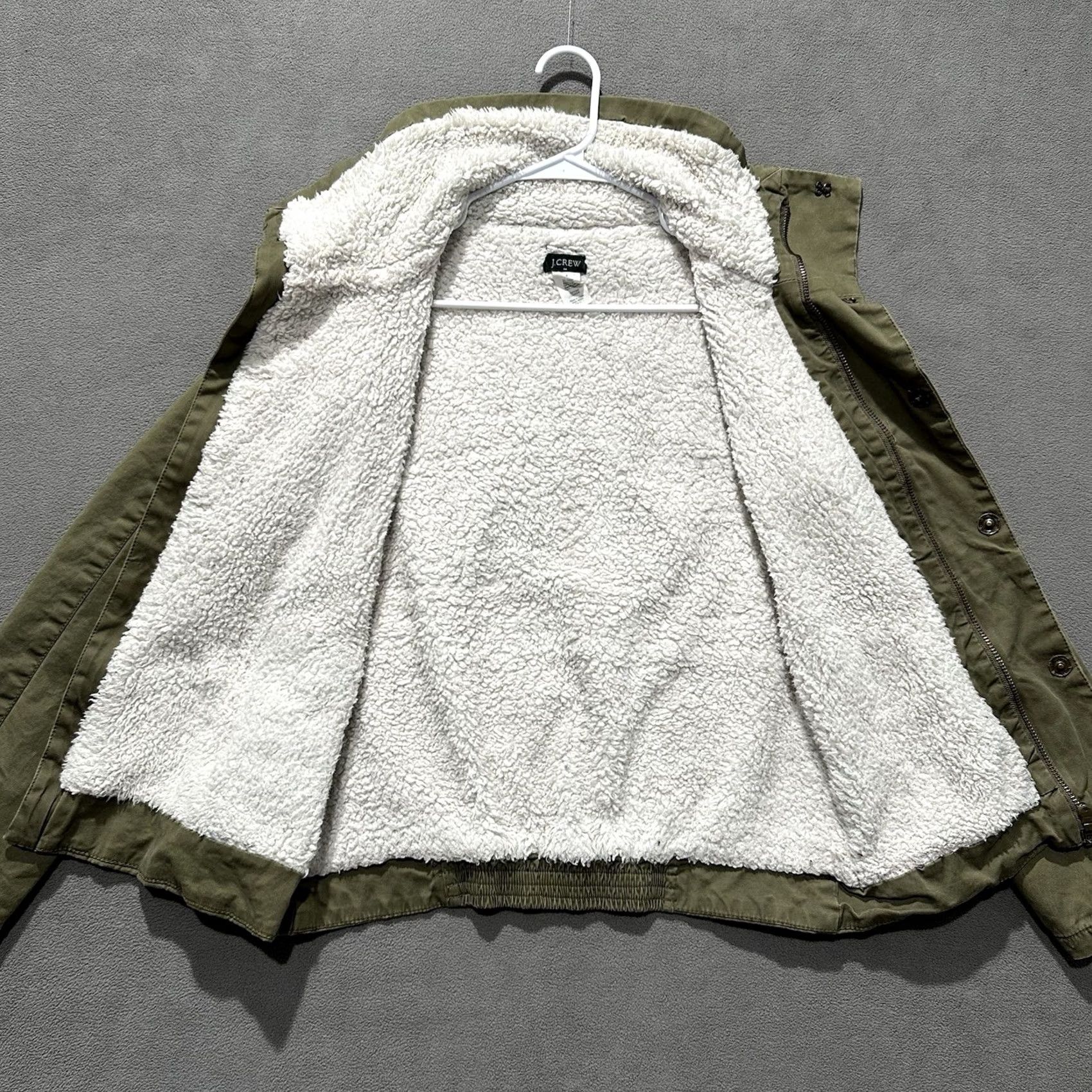 J.Crew J.CREW Jacket Womens 4 Military Green Sherpa Lined Twill adjustable Sleeve 90s y2k 2000s Size S / US 4 / IT 40 - 3 Thumbnail
