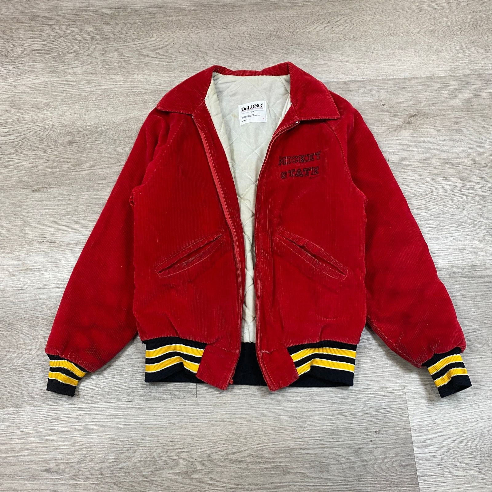 Delong × Disney × Vintage VTG 90s Disney Mickey State Embroidered Corduroy Bomber Sm Size US S / EU 44-46 / 1 - 2 Thumbnail