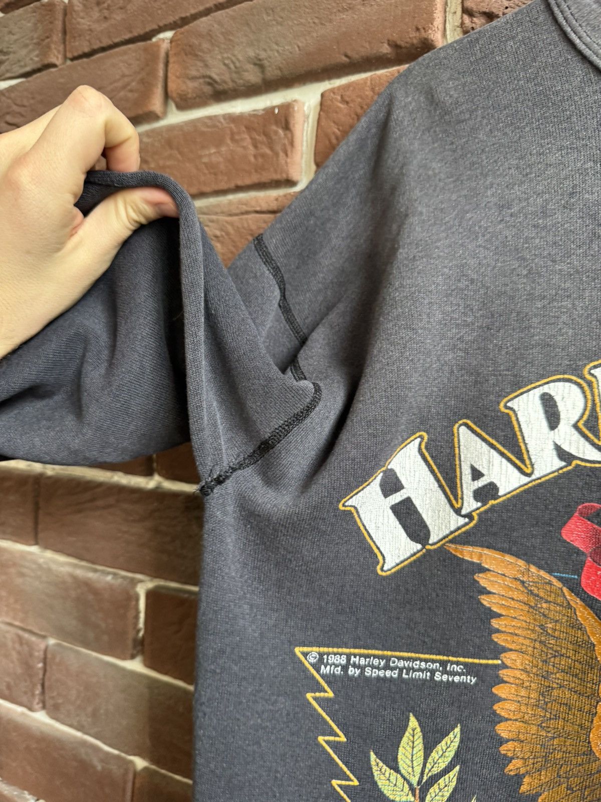 Vintage Washed 1988 Harley Davidson Speed Limit 70 Crewneck Vintage Size US L / EU 52-54 / 3 - 11 Thumbnail