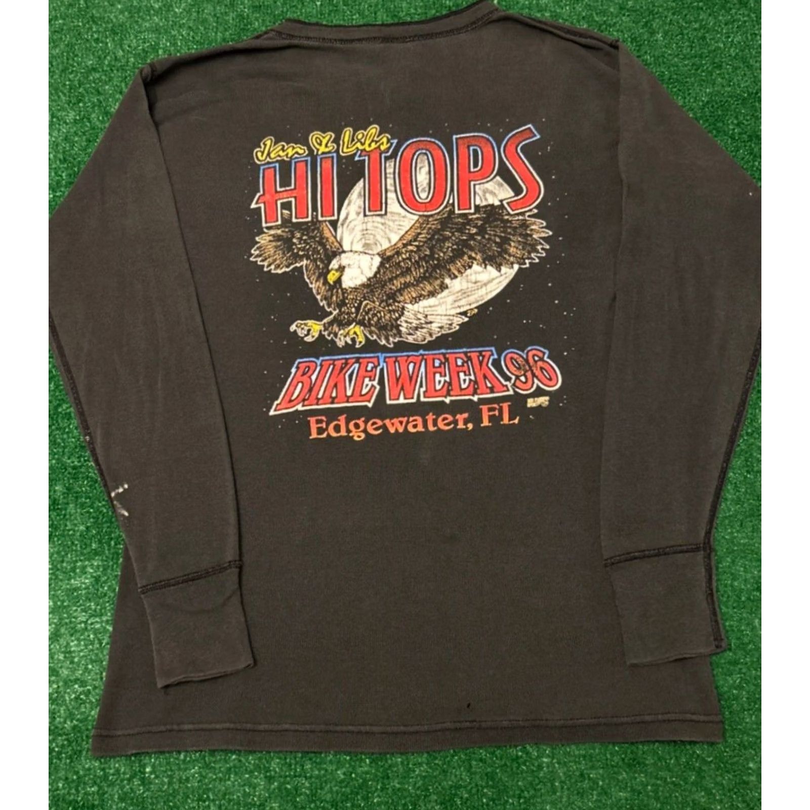 Vintage VINTAGE 90s Biker Eagle Bike Week Florida 1996 VTG Long Sleeve Thermal Shirt L Black Mens Size US L / EU 52-54 / 3 - 5 Thumbnail