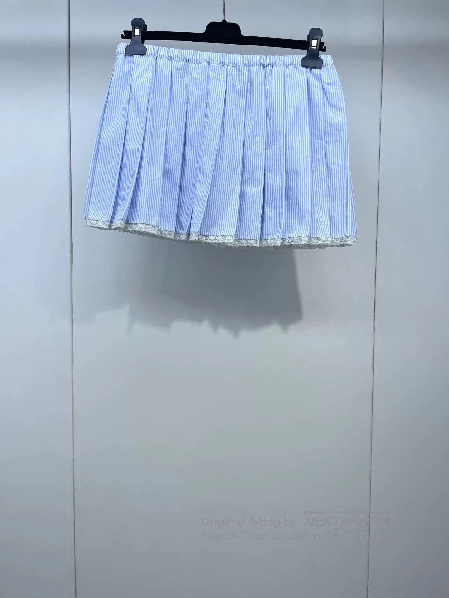 Miu Miu Miu Miu Lace Stripe Pleated Skirt. Size 39" - 2 Thumbnail