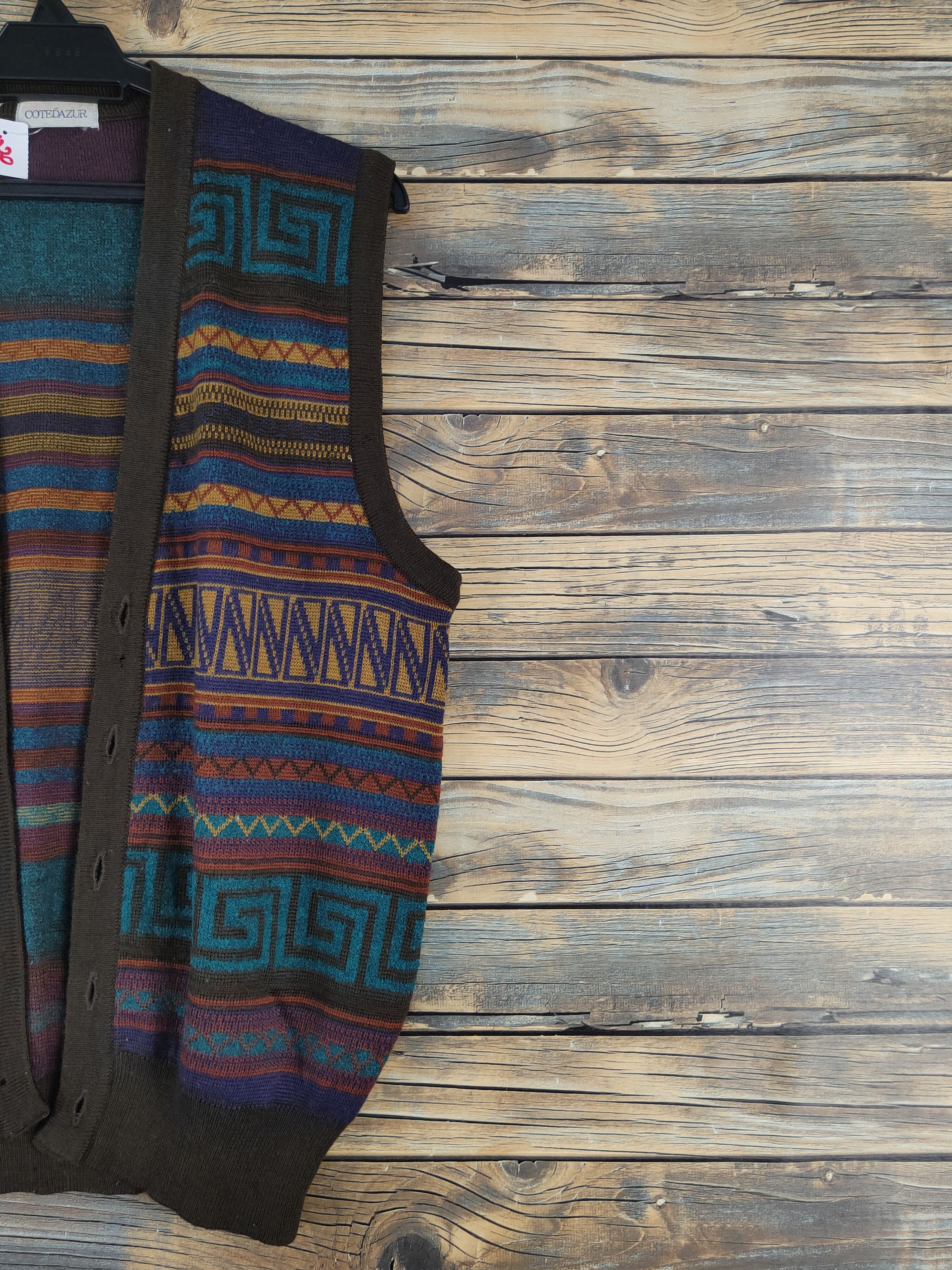 Homespun Knitwear Cotedazur Dark Brown Vest knitwear #W1230 Size US M / EU 48-50 / 2 - 6 Thumbnail