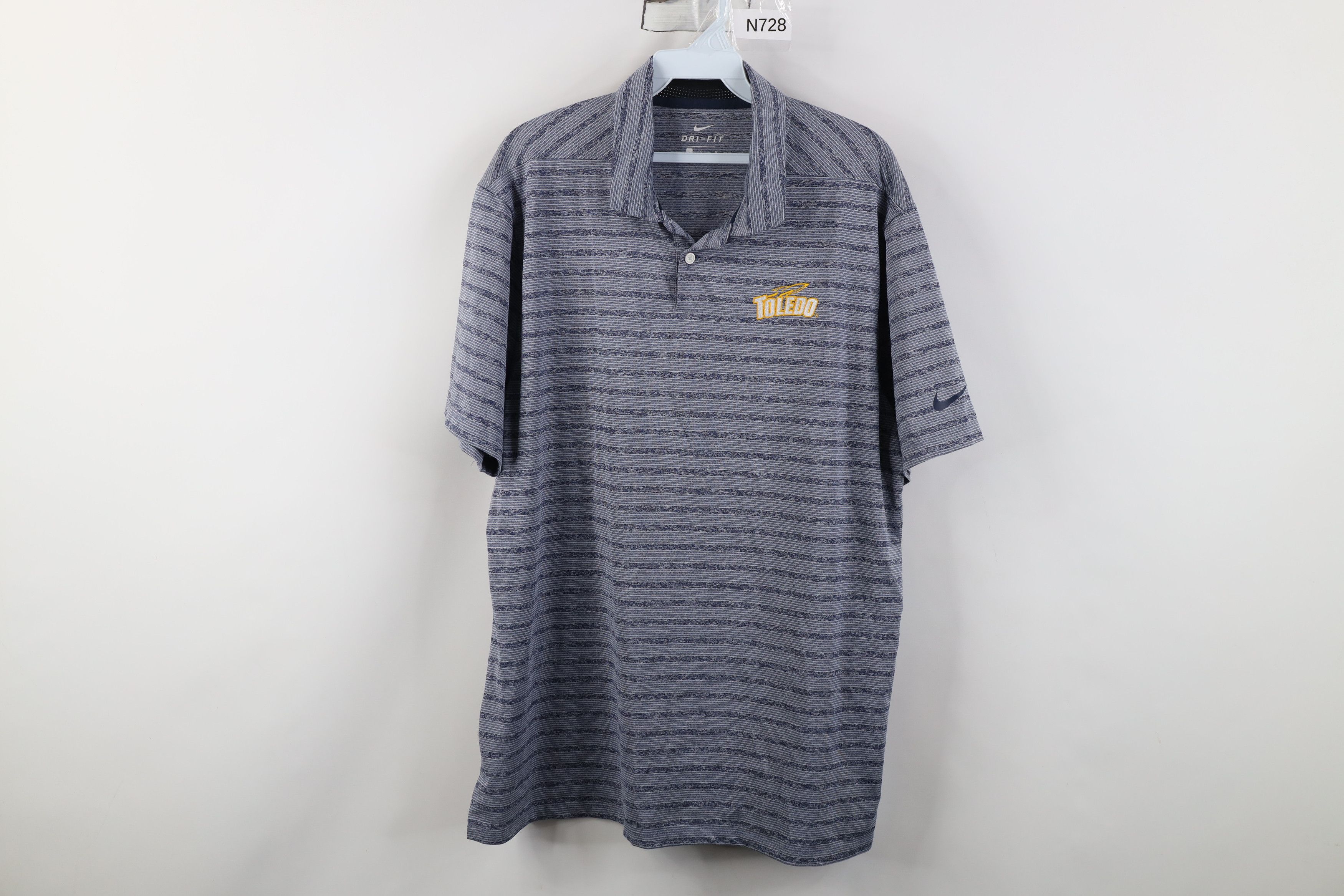 Nike Nike University of Toledo Football Striped Golf Polo Blue Size US L / EU 52-54 / 3 - 1 Thumbnail