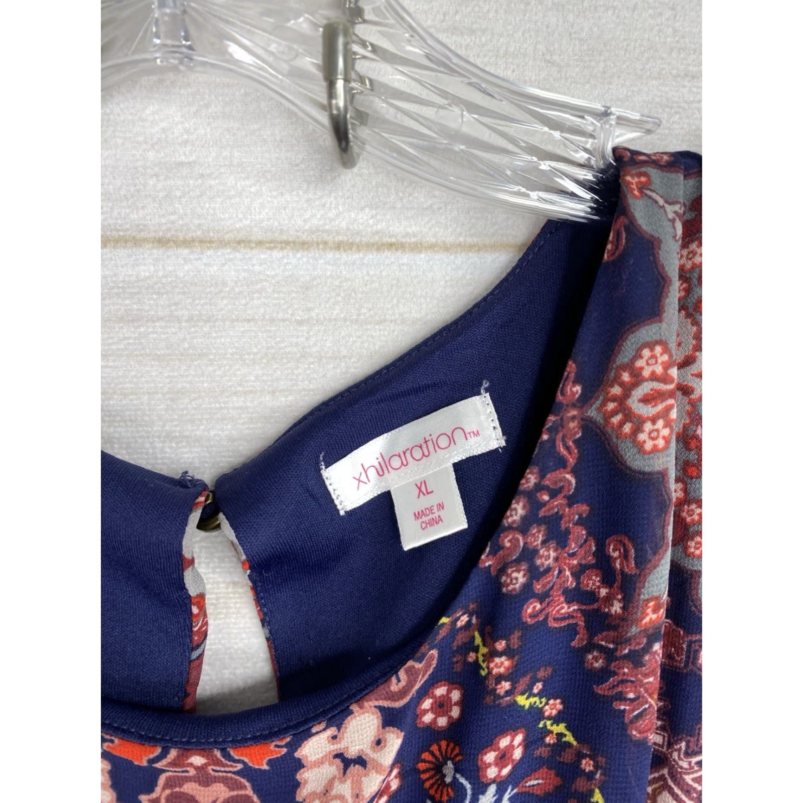 Vintage Xhilaration Dress XL Blue Floral Cold Shoulder Chiffon Lined Smocked Waist Boho Dress Size XL / US 12-14 / IT 48-50 - 3 Thumbnail