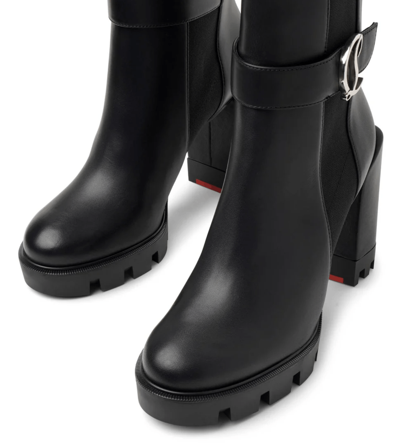 Christian Louboutin CL Chelsea Lug 100 Black Leather Ankle Block Heel Boot 41 Size US 11 / IT 41 - 13 Thumbnail