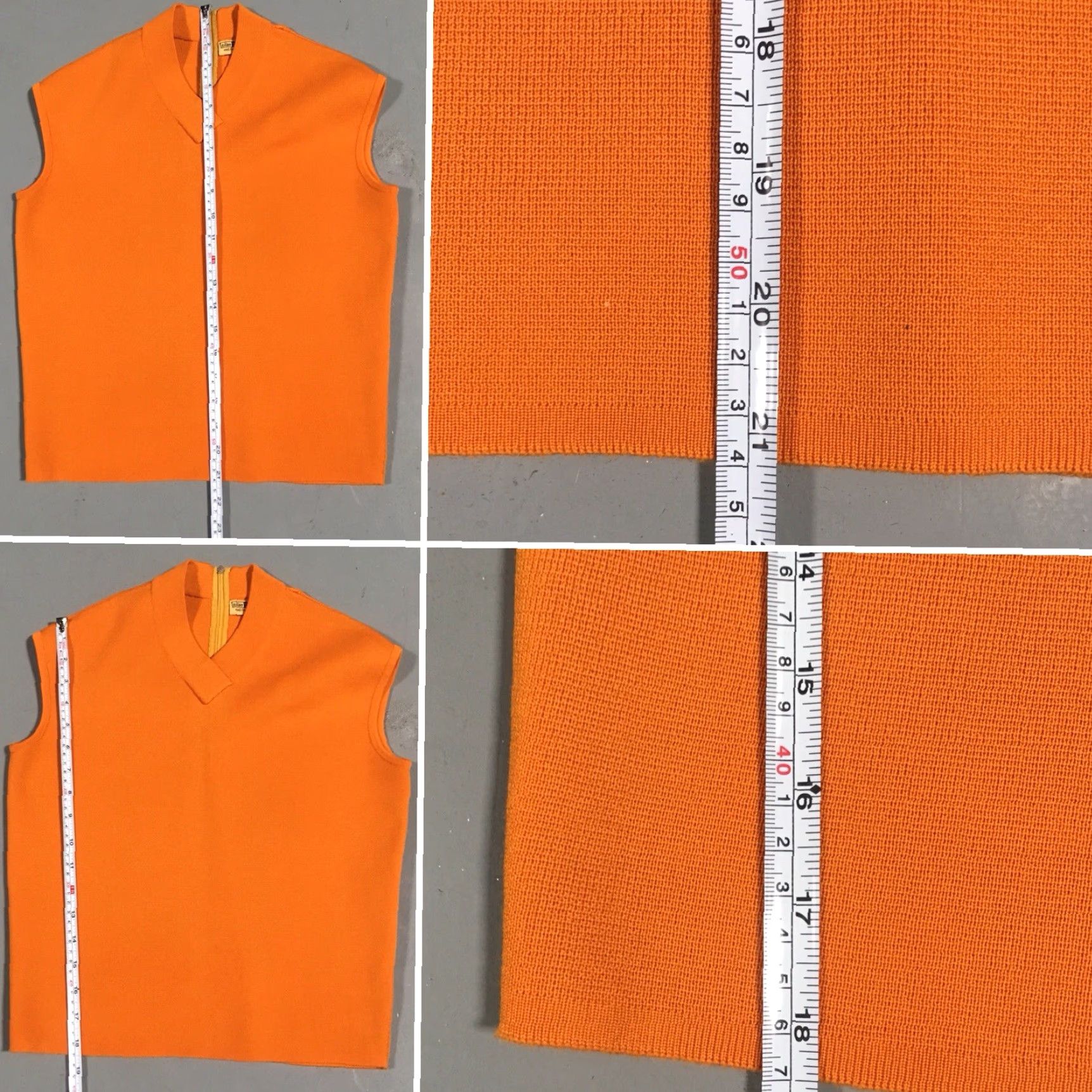 Vintage VINTAGE silan TREVIRA 2000 Made In Italy Texturized Polyester Sleeveless Top 60s Orange Women Womens Mod GoGo 1960s Shirt Size L / US 10 / IT 46 - 6 Thumbnail