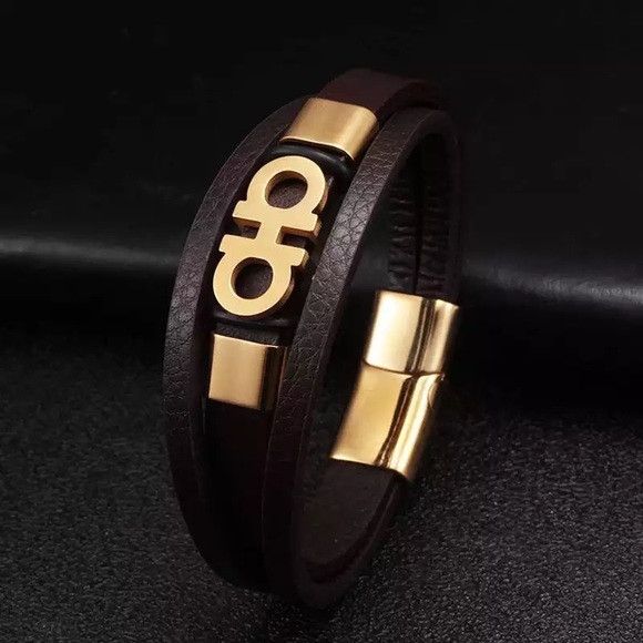 Other Unisex Leather Stainless Steel Pendant Bracelet (BG) Size ONE SIZE - 1 Thumbnail