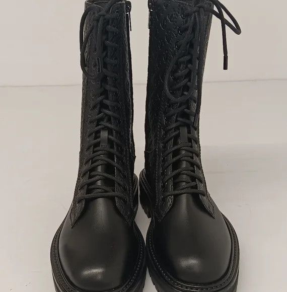 Jimmy Choo Cora Logo Debossed Combat Boots - EU36.5/US6.5