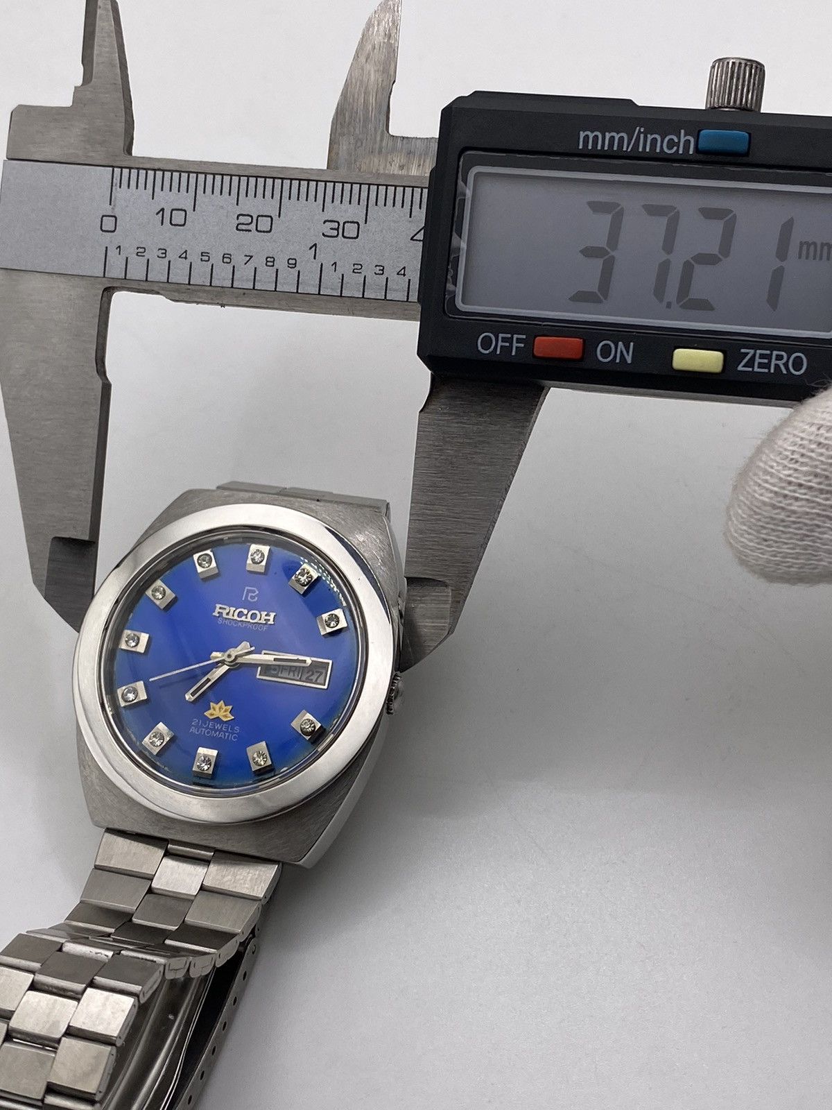 Vintage Vintage Ricoh Automatic Men’s Wristwatch Blue Dial Size 36 - 8 Thumbnail