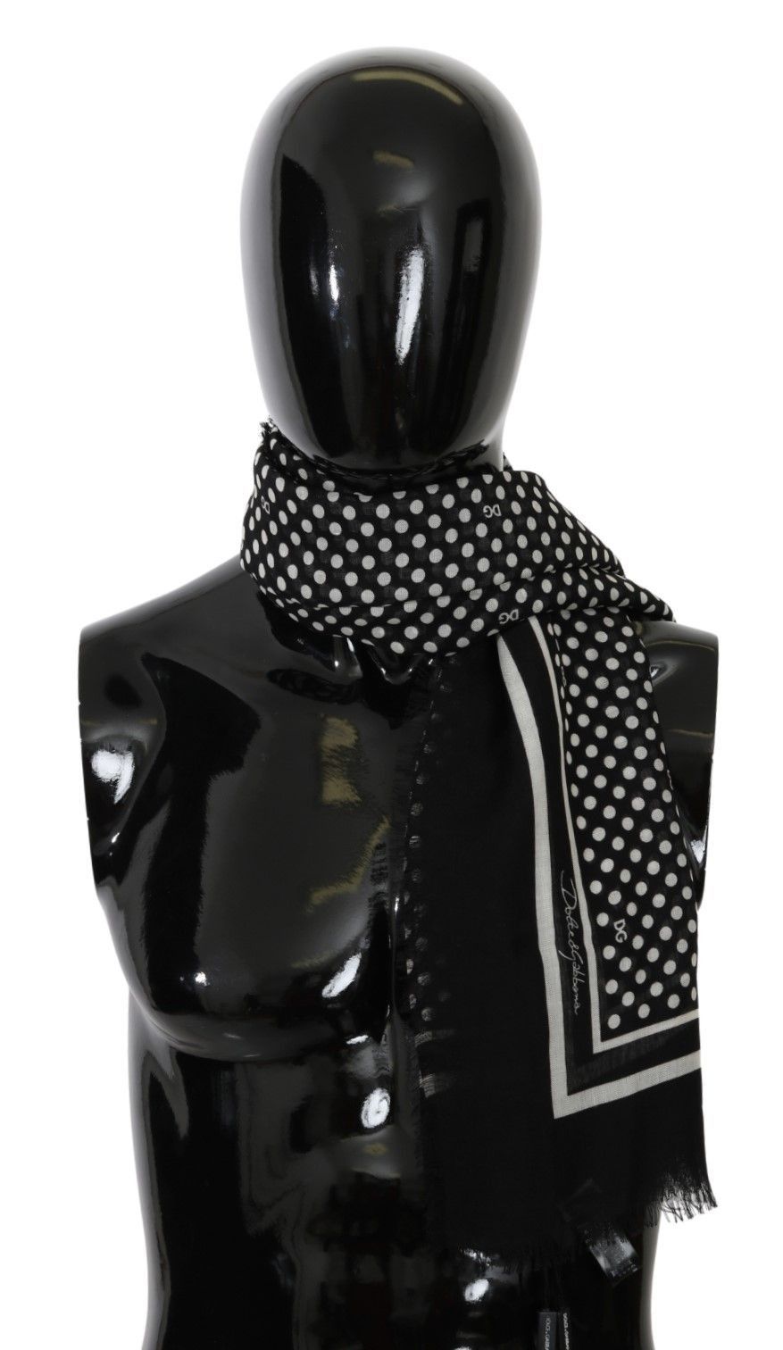 Dolce & Gabbana Elegant Black Silk Blend Polka Dotted Men's Men's Scarf Size ONE SIZE - 1 Thumbnail