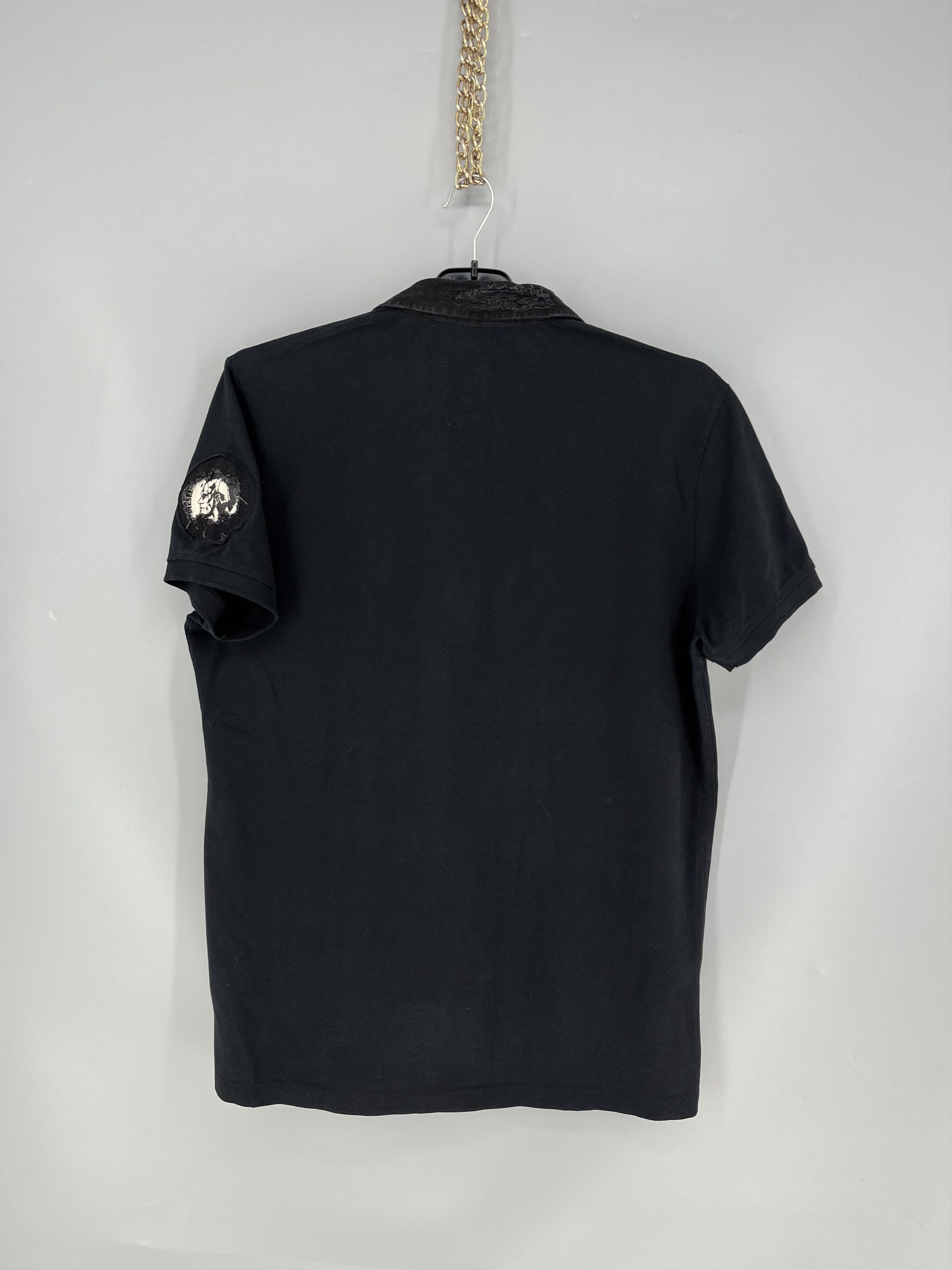 Diesel 1 / 6 Y2K 00s DIESEL Distressed Denim Color Zip Polo Size US XL / EU 56 / 4 - 9 Thumbnail
