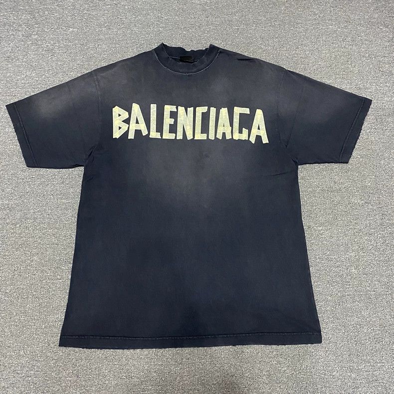 Balenciaga Balenciaga Tape Washed Short Sleeve Size US S / EU 44-46 / 1 - 1 Thumbnail