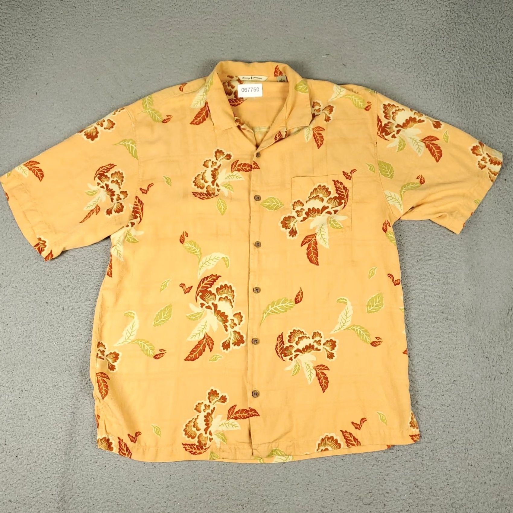 Tommy Bahama Tommy Bahama Shirt Mens Large Orange Floral Silk Hawaiian Button Up Short Sleeve Shirt Size US L / EU 52-54 / 3 - 2 Thumbnail