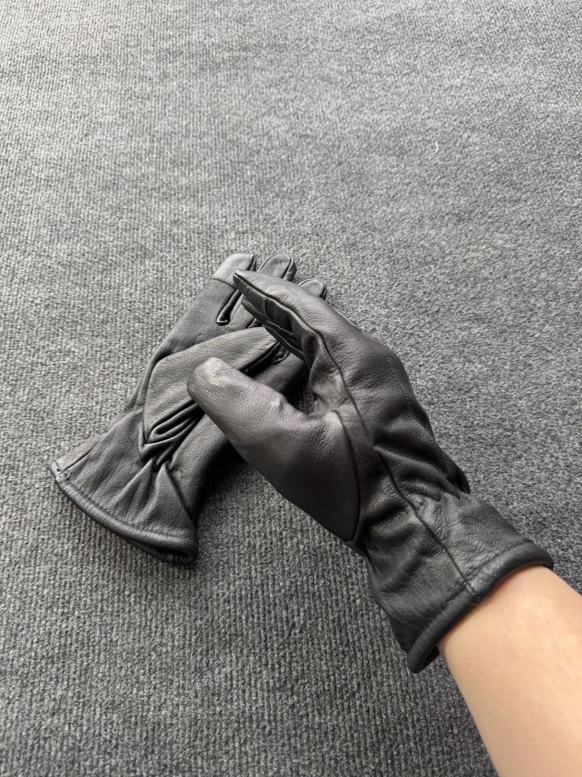 Japanese Brand Vintage Avant Garde Rock Punk Biker Leather Gloves Black 00s Size ONE SIZE - 3 Thumbnail