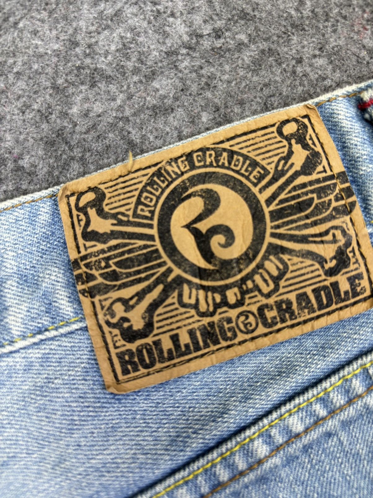 Japanese Brand 💥Insane 90s Style💥Rolling Craddle Distressed Denim K33 Size US 29 - 12 Thumbnail